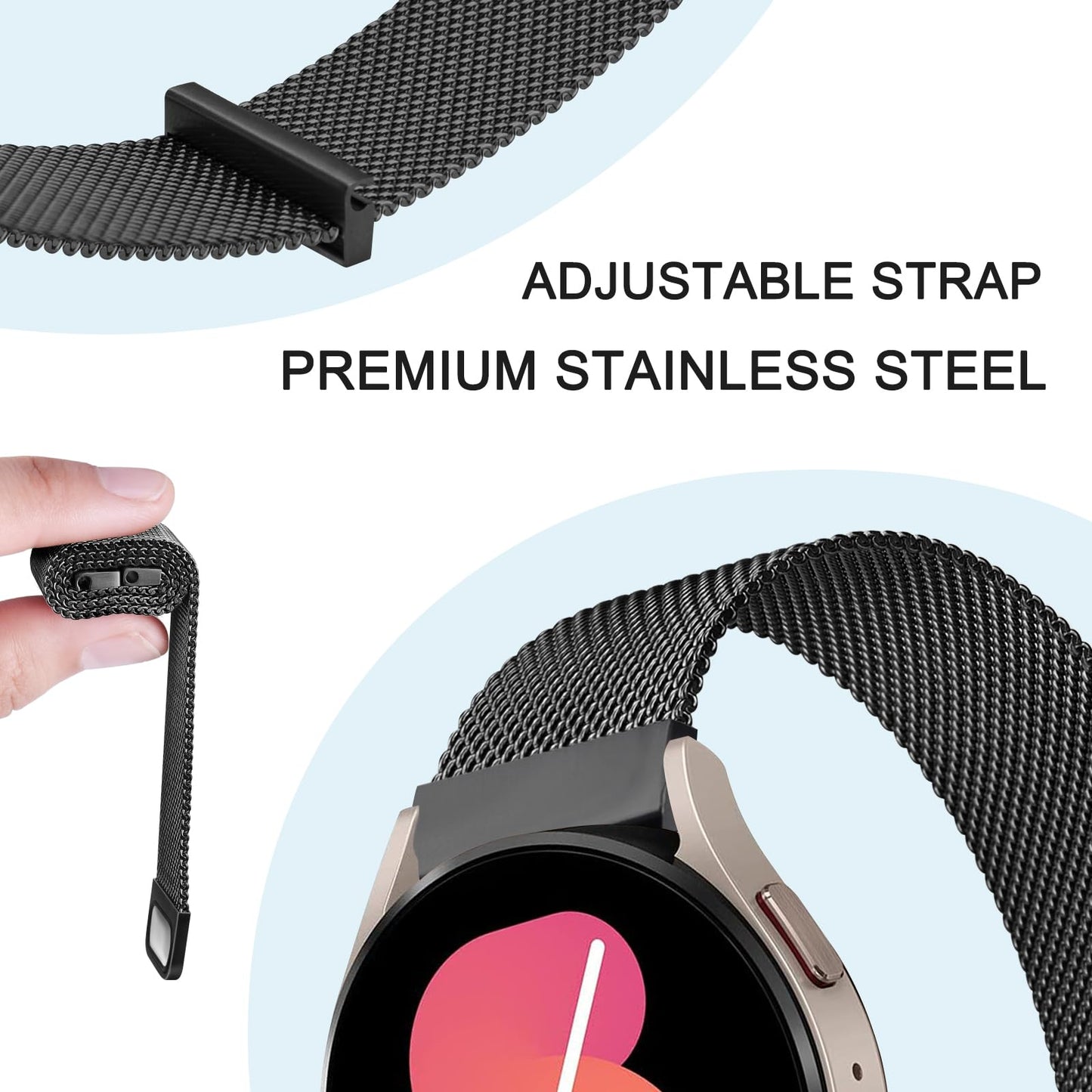 Veryfit Smart Watch Bands for IDW13, IDW16, IDW19 Smartwatch, Stainless Steel Metal Replacement Bracelet Strap for Fitpolo IDW13/Woneligo W13/FITVII HM57, ENOMIR/TOOBUR/MILOUZ/Gydom/Faweio/Veryfit IDW19 (Black)