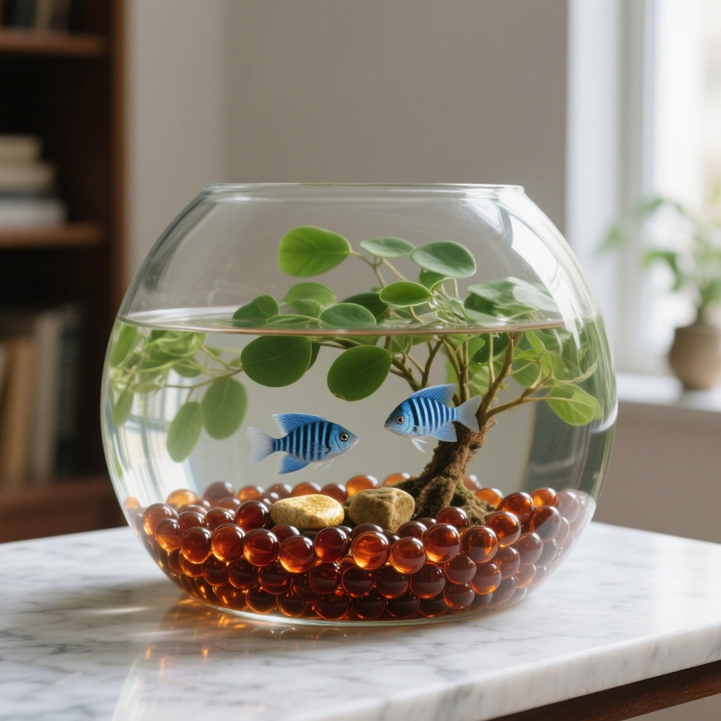 ginojex 2.16LB Glass Beads Vase Filler Aquarium Gravel Decor Flat Glass Marbles Gems Pebbles Fish Tank Rocks Home Decorative Art Craft - Amber