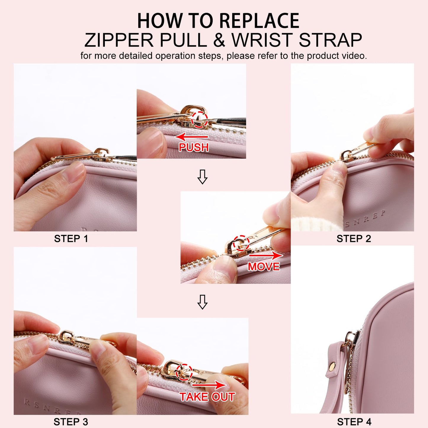 RSNREP Small Travel Jewelry Organizer Storage Pouch - Velvet Mini Travel Jewelry Case for Women, Compact Zipper Bag for Bracelets, Rings, Earrings Essential Travel Accessory Gift (pink)
