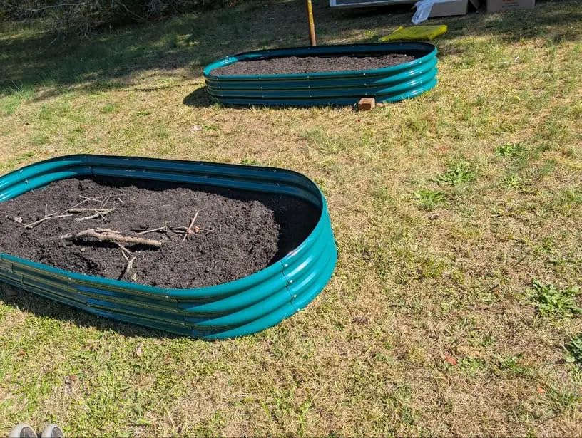 Tramull 6 Pack 8x3x1FT Galvanized Raised Garden Bed Kit Oval Metal Ground Planter Box Outdoor Bottomless Planter Raised Beds for Vegetables Flowers Herbs Fruits, Green