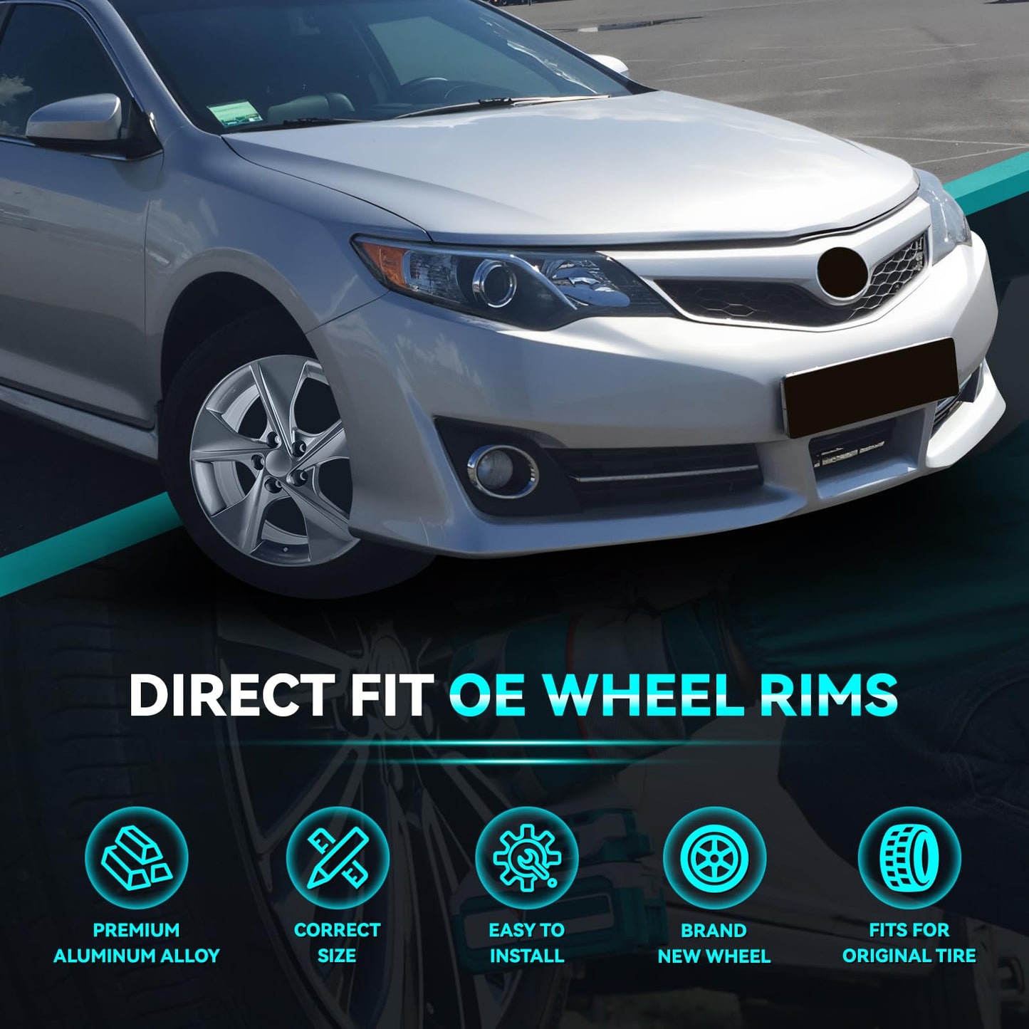 HOLUEKU New 18x7.5inch 18 Inch Premium Aluminum Alloy Wheel Rims Fit for 2012 2013 2014 Toyota Camry SE, Charcoal Grey, Direct Fit and OEM Design Rim, ALY69605U35N