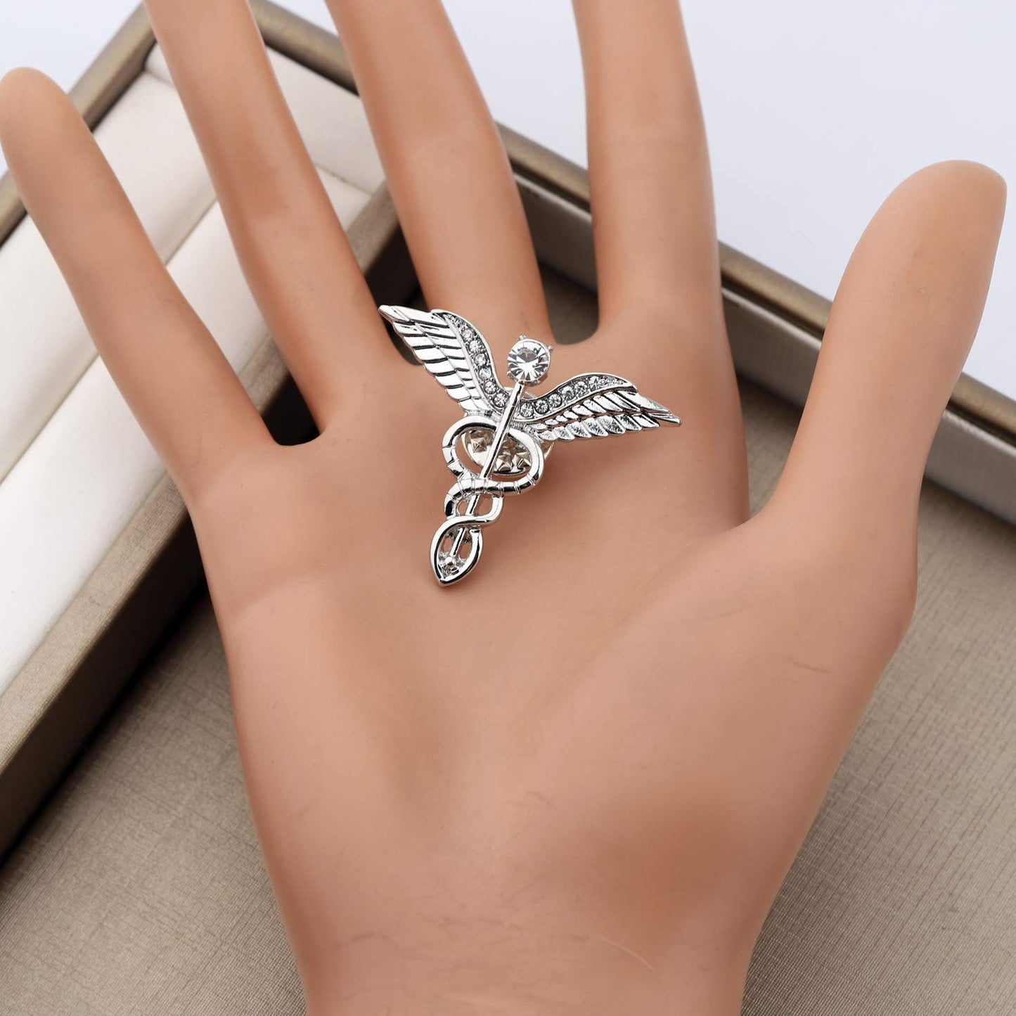 CENWA Medical Jewelry Wand Brooch Label Pin Emblem Pin Medicine Snake Caduceus Nursing Gift for Doctor Nurse Therapeutist (silver)