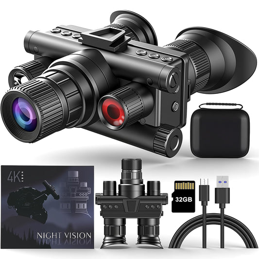 Night Vision Goggles - 4K Night Vision Binoculars 8X Magnification, with 4 Color Modes 8X Magnification,32G HD Recording & Playback for Camping Surveillance