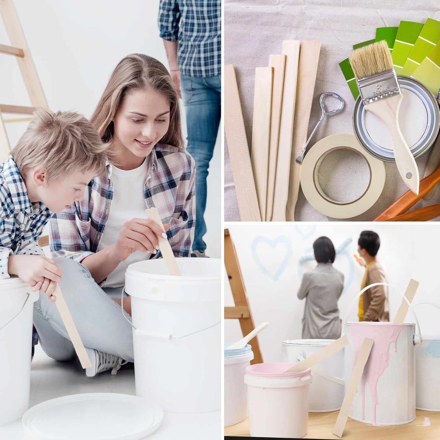60 Pieces Paint Stir Sticks, 12 Inch Long Wooden Paint Stirrers for Mixing Paint, Paint Sticks for Library Markers or Garden Plant Labels, Mixing Sticks for DIY Craft Sticks
