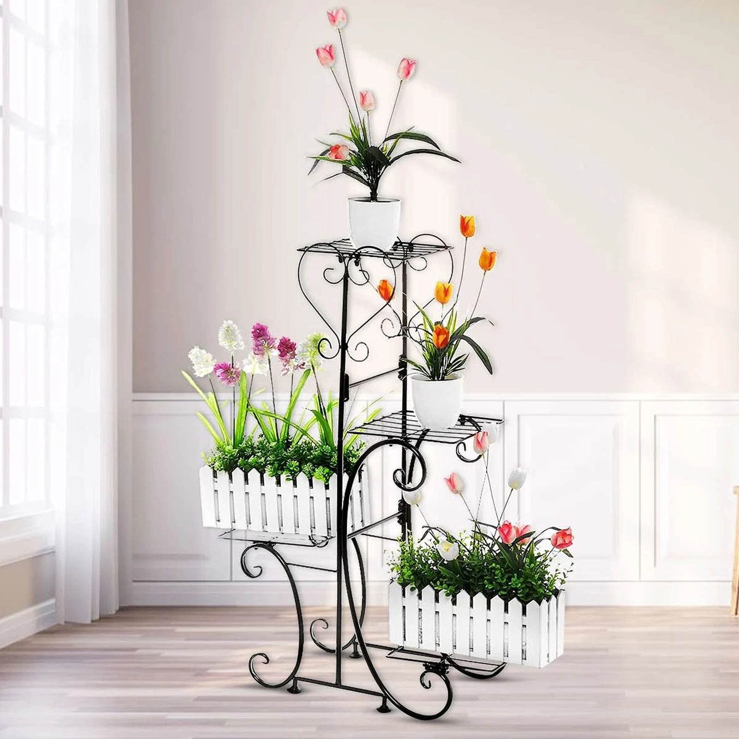 Plant Stand Plant Stand Tricycle Plant Stand Flower Pot Cart Bicycle Holder Rack for Home Garden Patio Flower Stands (Color : White)