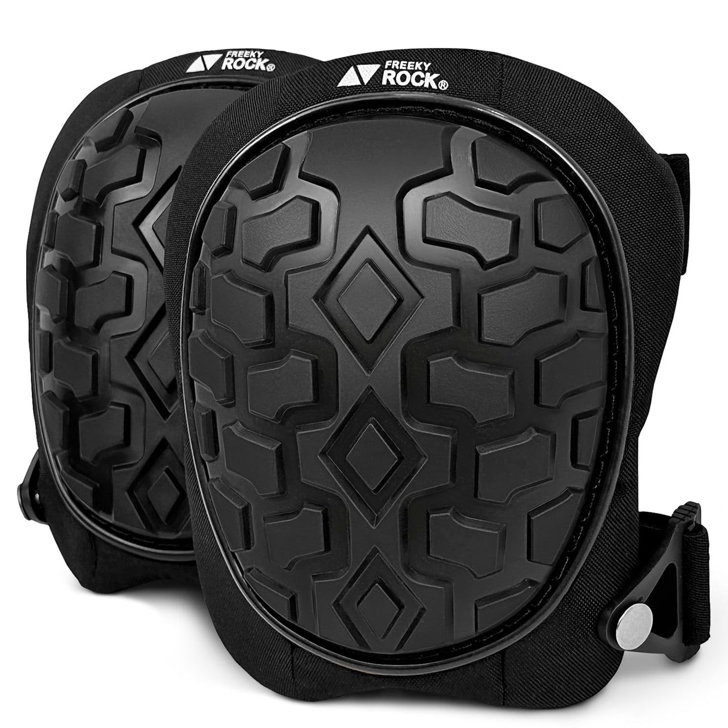 FREEKYROCK Professional Knee Pads for Work Construction with Heavy Duty Cap Foam Padding Gel Cushion Knee Pads for Men, Comfortable Adjustable Strong Strap, Military Grade Rivet for Flooring Gardening