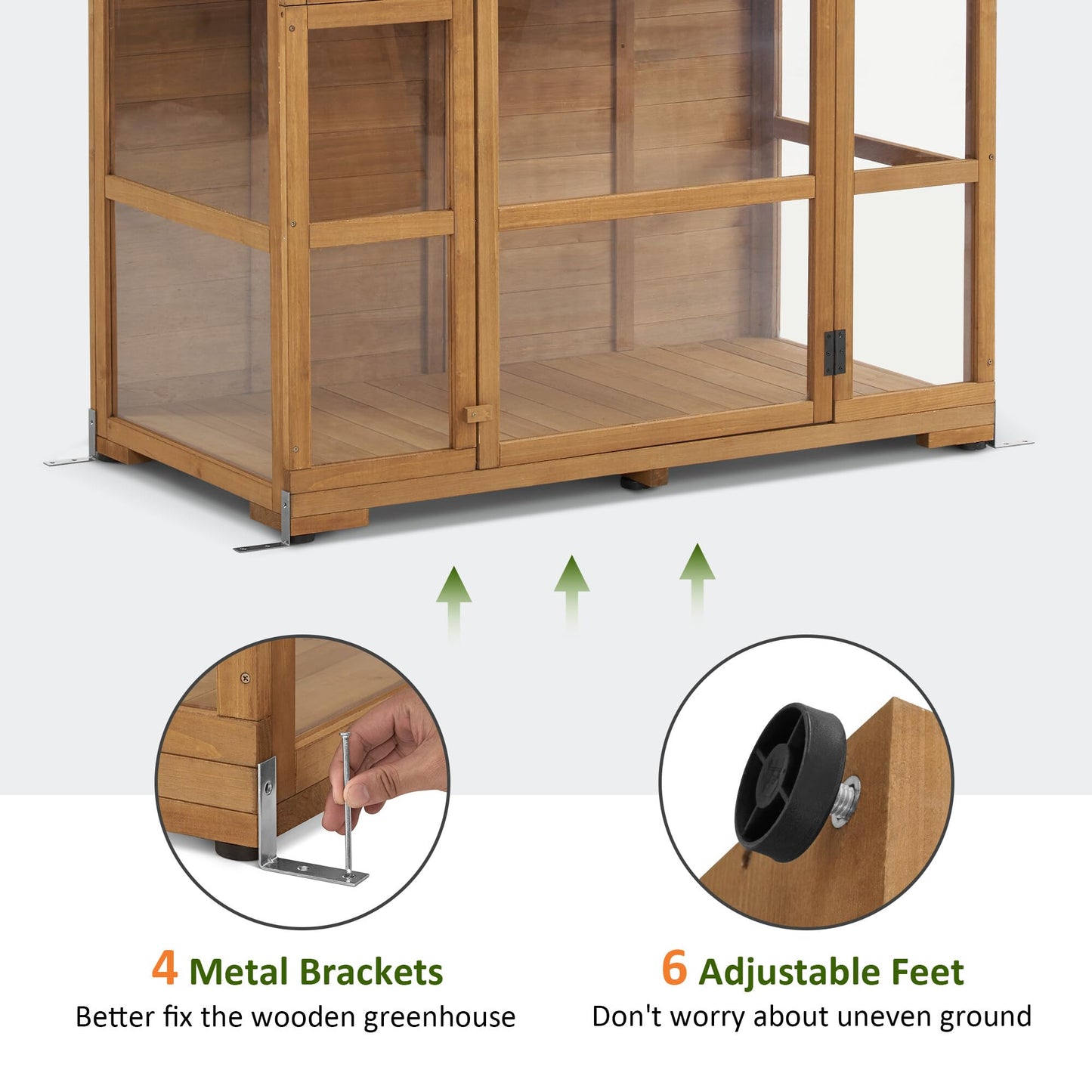 MCombo Wooden Greenhouse Outdoor with Openable Roof Vent and Adjustable Shelves, 0826 (Natural)