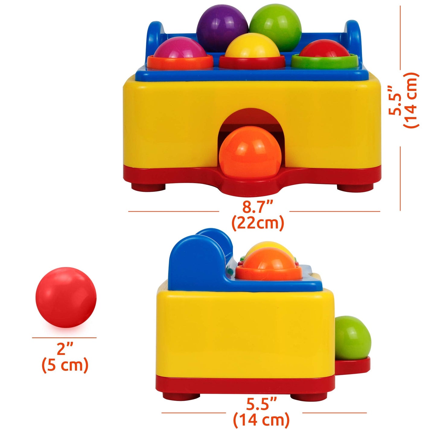 Bambiya Ball Popper Game with Hammer Toy –Baby Toy with Fun Lights and Sound Effects – Hours of Fun and Skills Development with This Baby Ball Toy for Kids 3+ Year Old