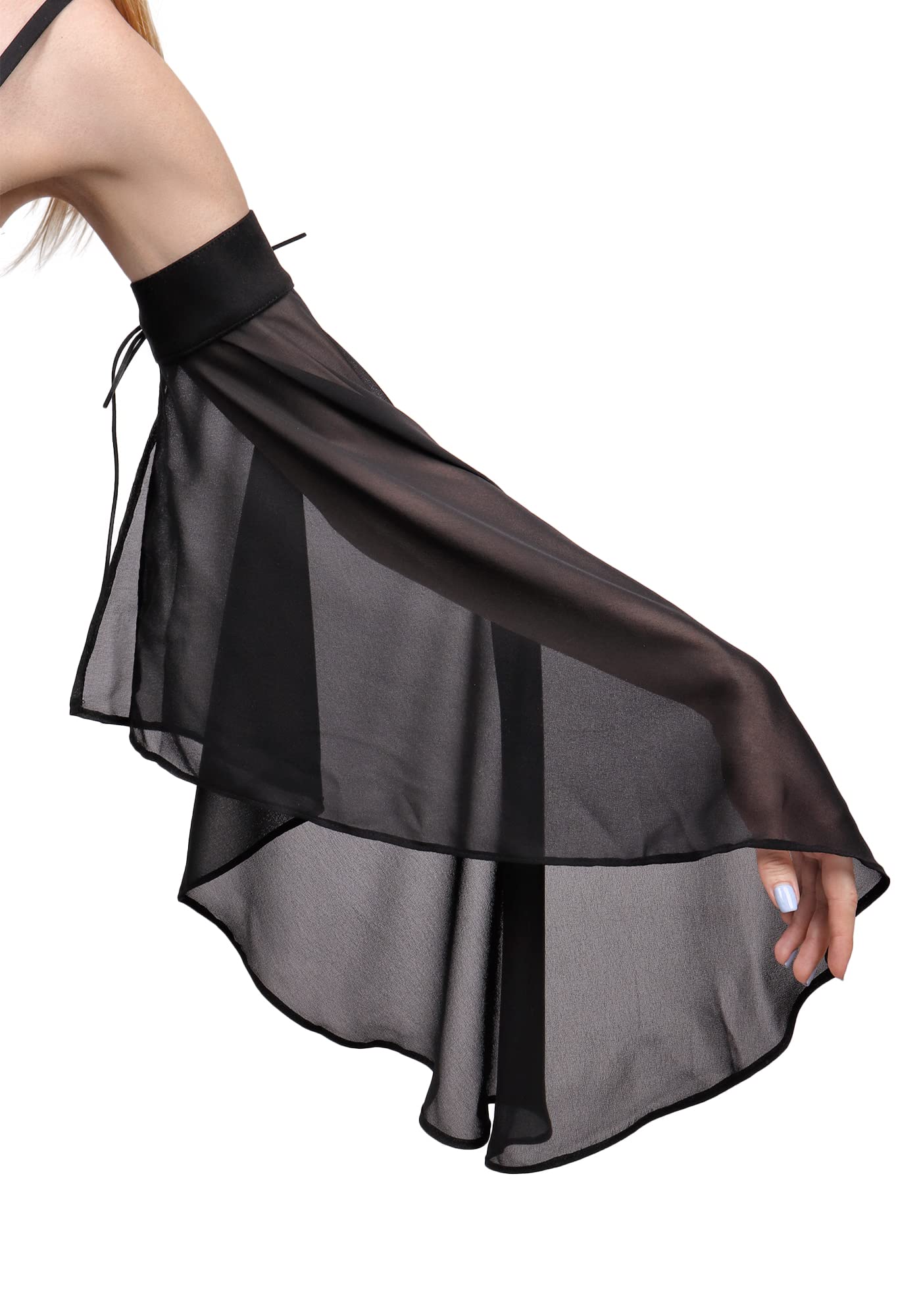PROCOS Women's Victorian Long Tulle Gloves Gothic Black Lace Chiffon Detachable Sleeves Vampire Witch Cosplay Costume
