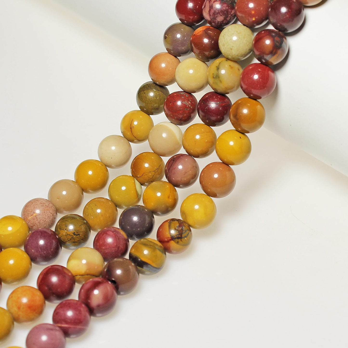 MJDCB Natural Stone Beads Moonkaite Jasper Egg Huangshi Round Loose Beads for Jewelry Making DIY Bracelet Necklace (10mm)