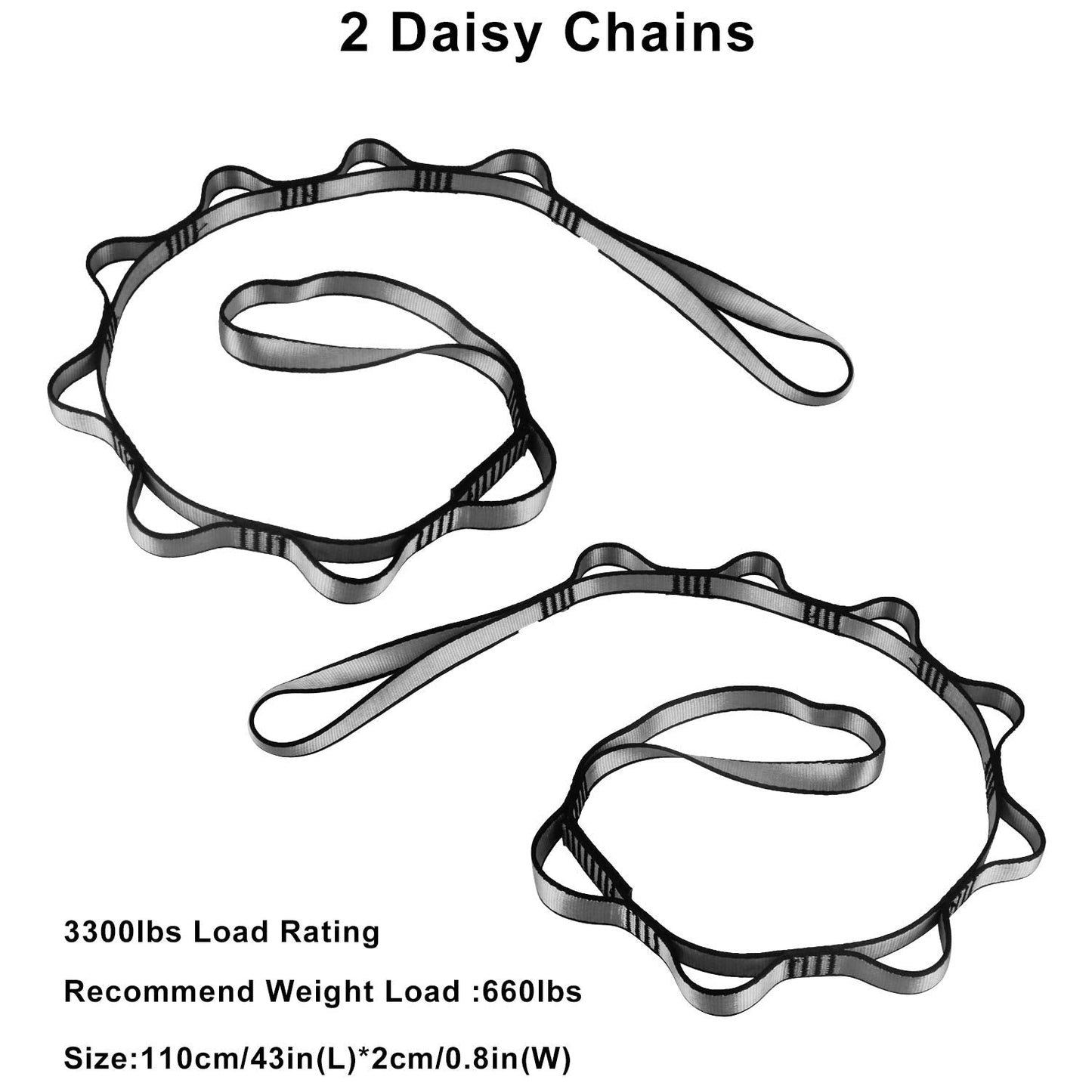 F.Life Aerial Yoga Hammock Accessory Set- Yoga Straps 2 Daisy Chain 3ft and 2 Carabiners for Yoga Trapeze Tree Swing Rigging Accessory