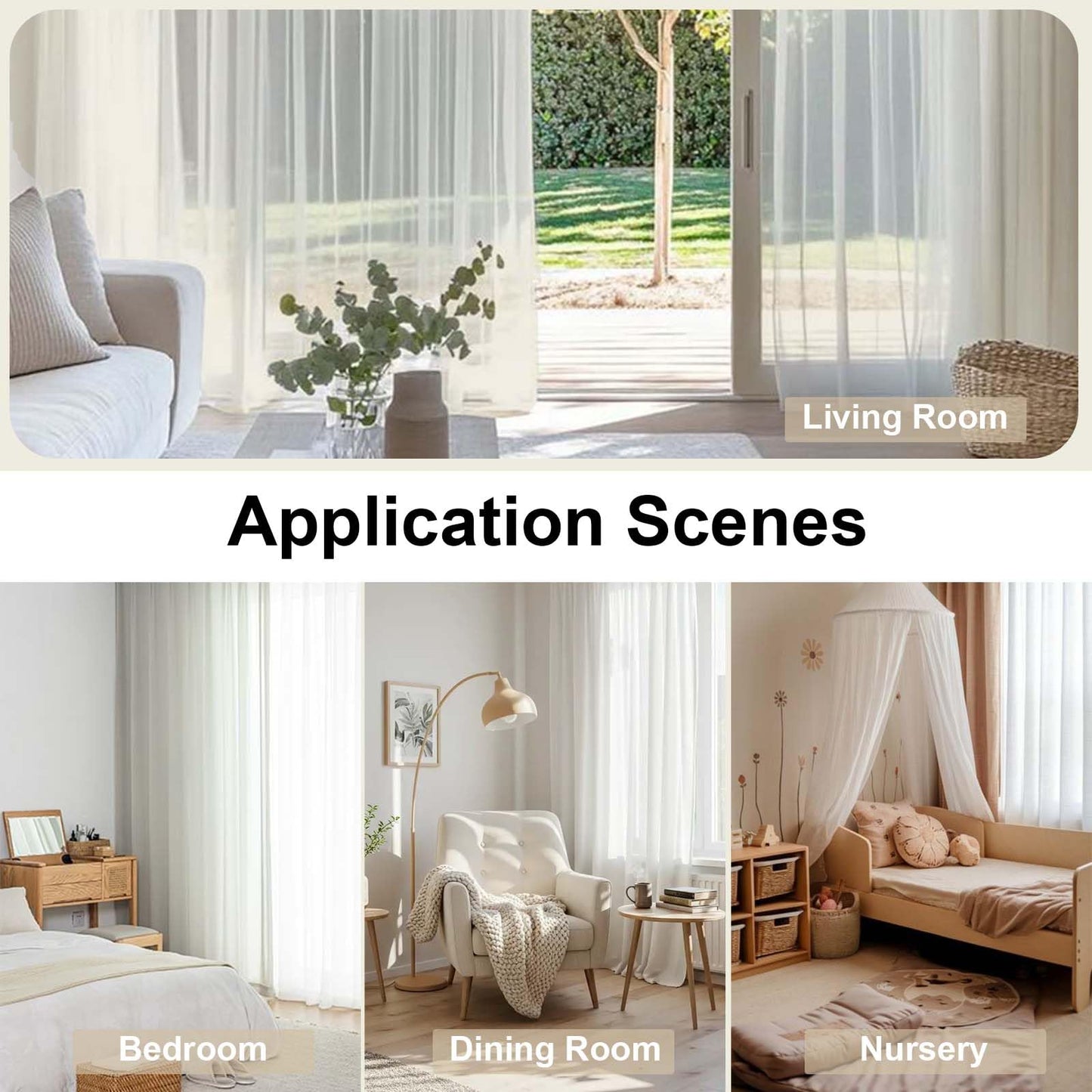 OWENIE Sheer Curtains 84 inch Length, Ivory Sheer Cutains 2 Panels Set for Bedroom/Living Room, Rod Pocket Voile Fimly Drapes, 2pcs, Each 42" W x 84" L