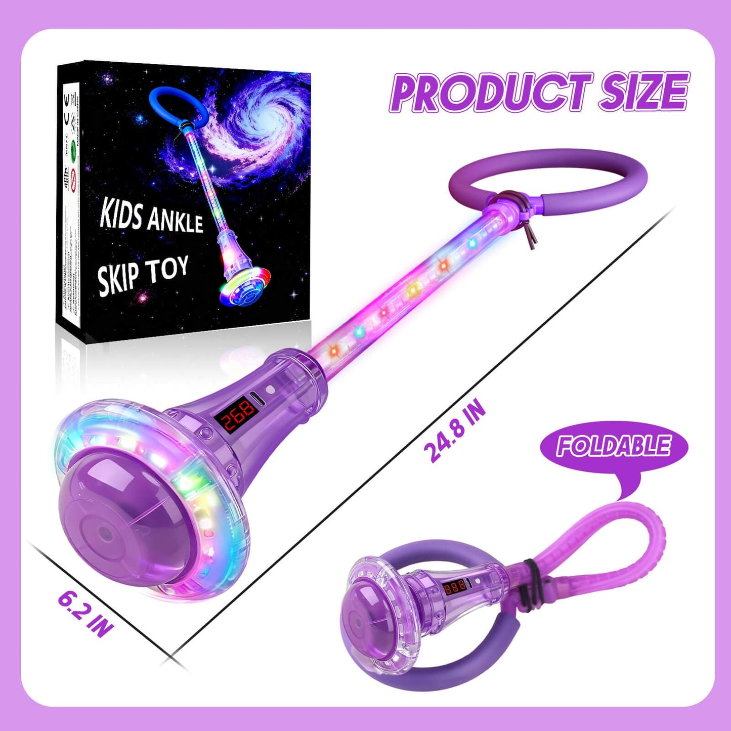 Dolanus Skip Toy with Counter- Laps, Time, Distance, Toys for 5-12 Year Old Kids, Girls Birthday Gifts for Age 5 6 7 8 9 10 11 12, Outdoor Outside Sports Games, Girls Toys Ages 6-8 8-13 (Purple)