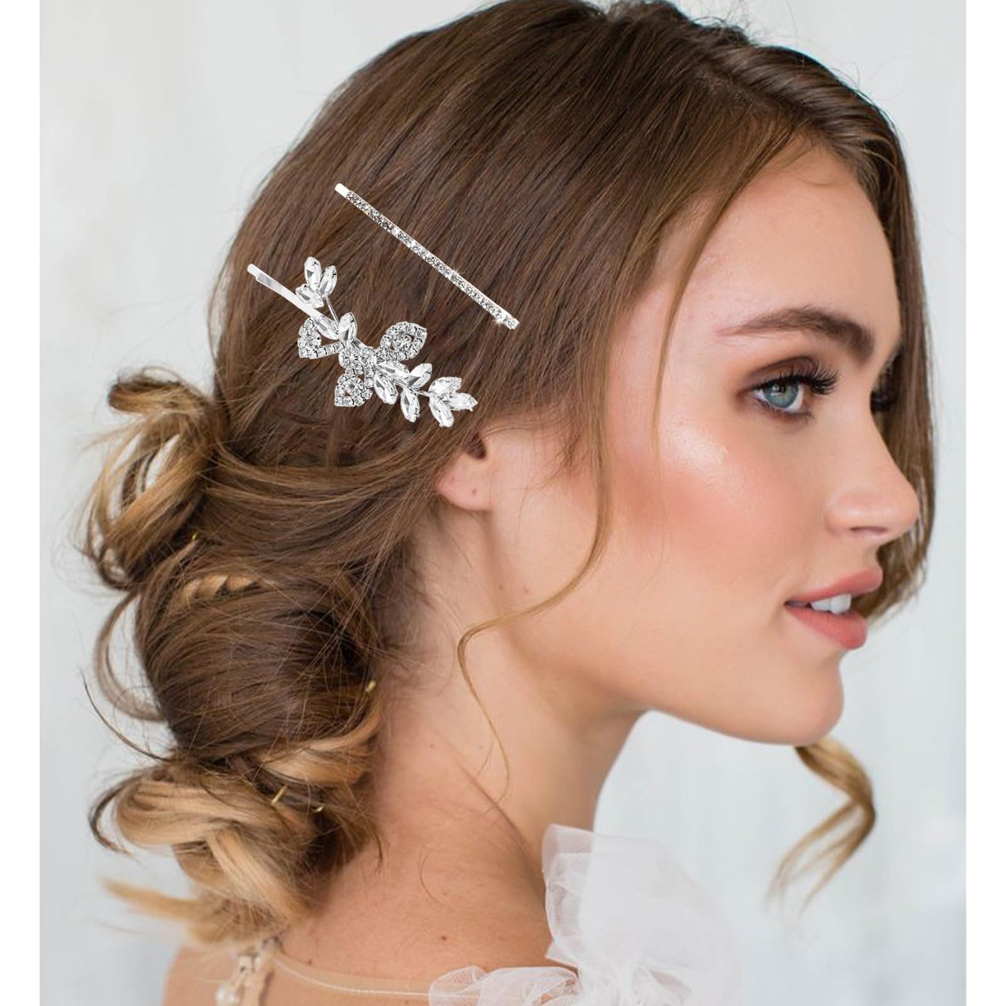 4 Pcs Rhinestone Hair Clips for Women Hair Barrettes Silver Hair Accessories Bridal for Wedding Party Everyday