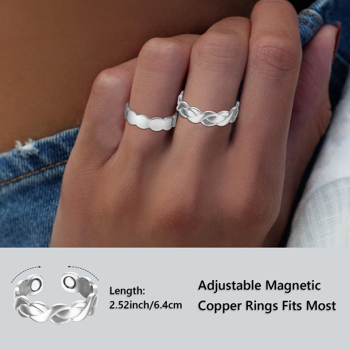 BioMag Lymphatic Drainage Copper Ring for Women, 99.99% Pure Copper Healing Magnetic Therapy Rings,Gifts for Women