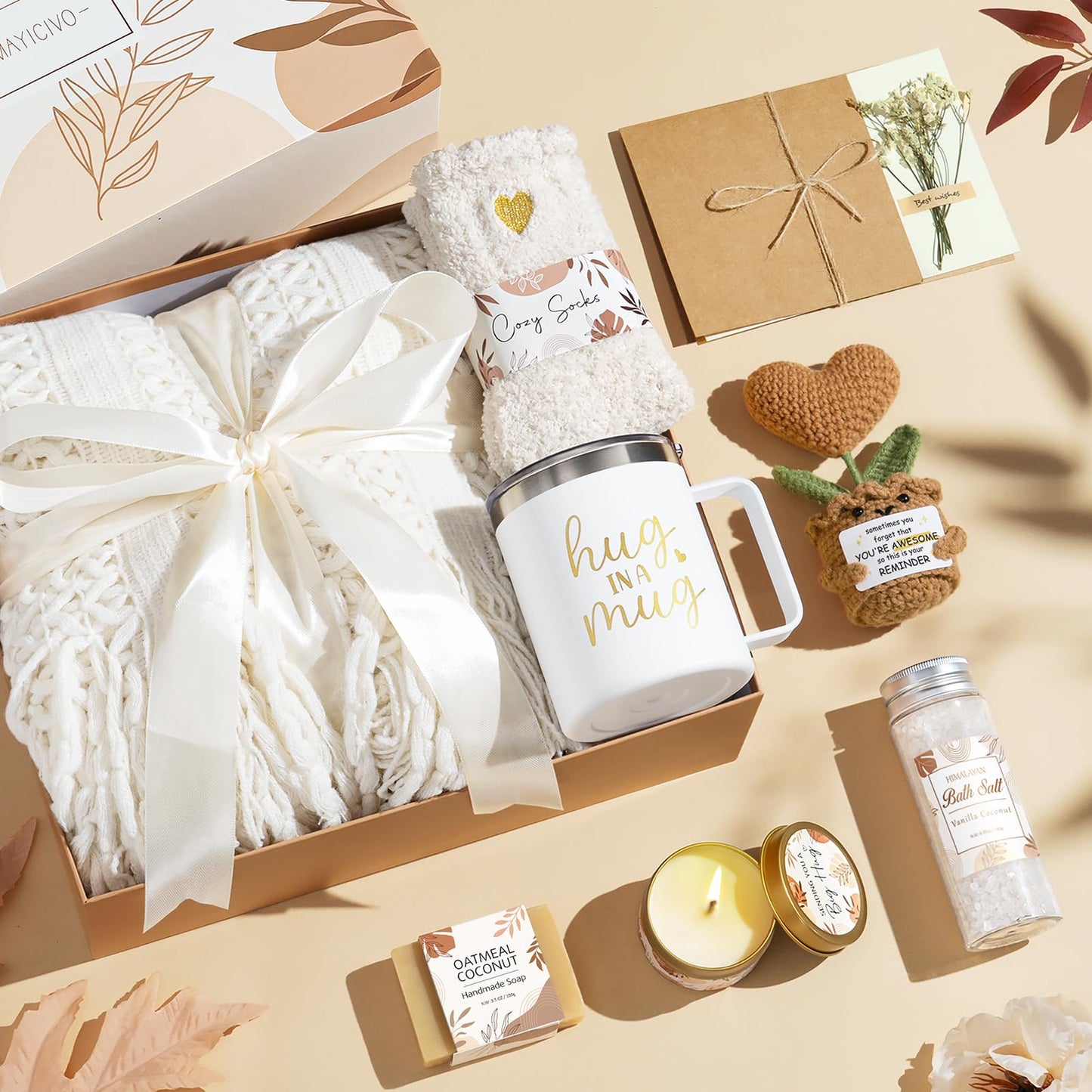 Self Care Gifts Get Well Soon Gift Baskets for Women, Mothers Day Birthday Gifts for Women Care Package, Unique Sympathy Gift Basket Spa Thinking of You Gift Set for Mom Her Wife Best Friend Sister