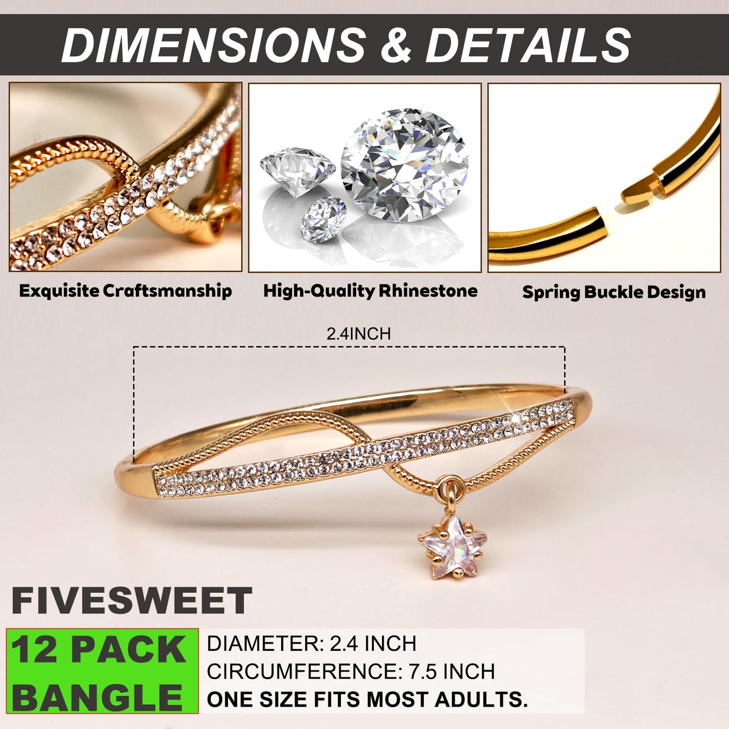 12 Pack Women's Gold/Silvery Bangle Bracelet Bulk Set - For Daily Wear, Special Occasions & Women Gift for Her, Girlfriend, Wife, Mom, Sister, Lover on Birthday, Christmas, Valentine's Day, Mother's Day (SET2-Golden)