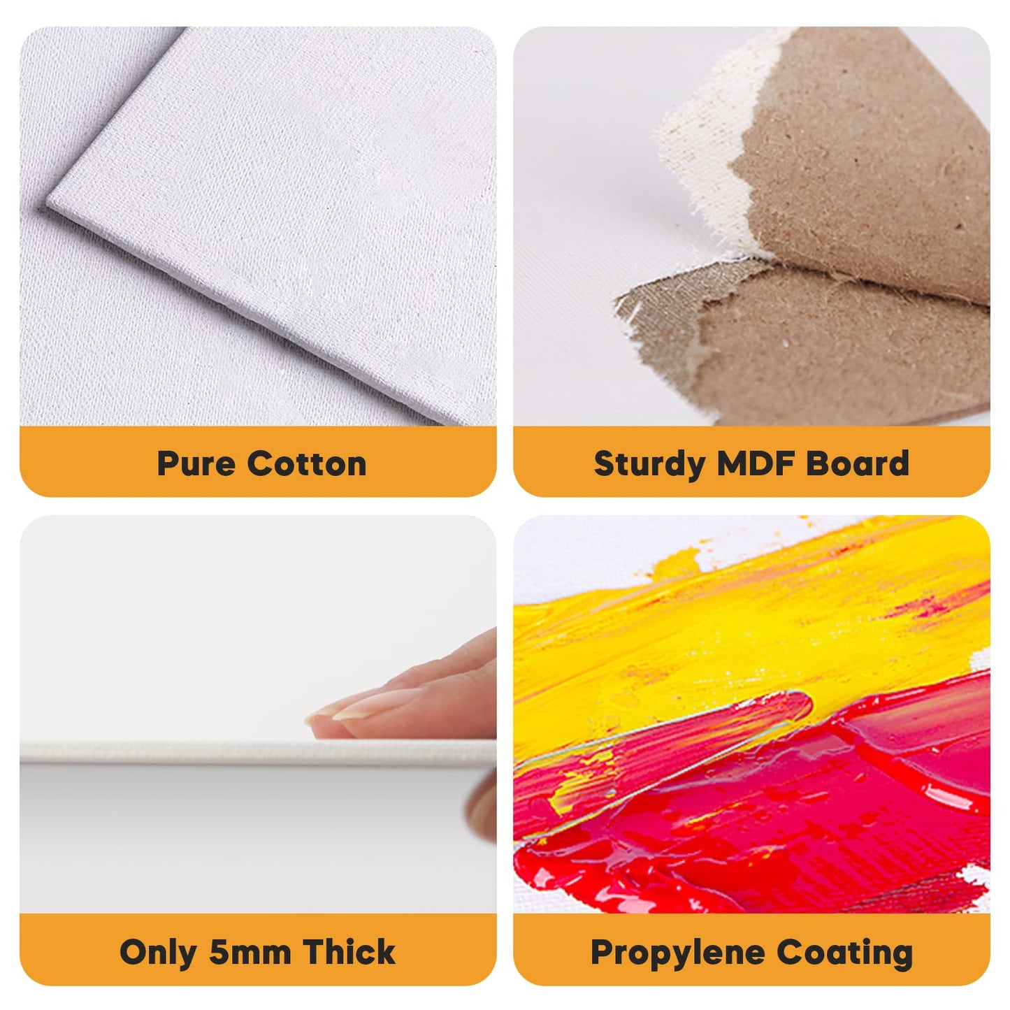 CONDA Canvas Board 8 x 10 inch, 24 Pack Canvases for Painting, 100% Cotton Canvas for Drawing, Gesso Primed Acid-Free, Artist Canvas Panels for Acrylic, Pouring & Oil Painting
