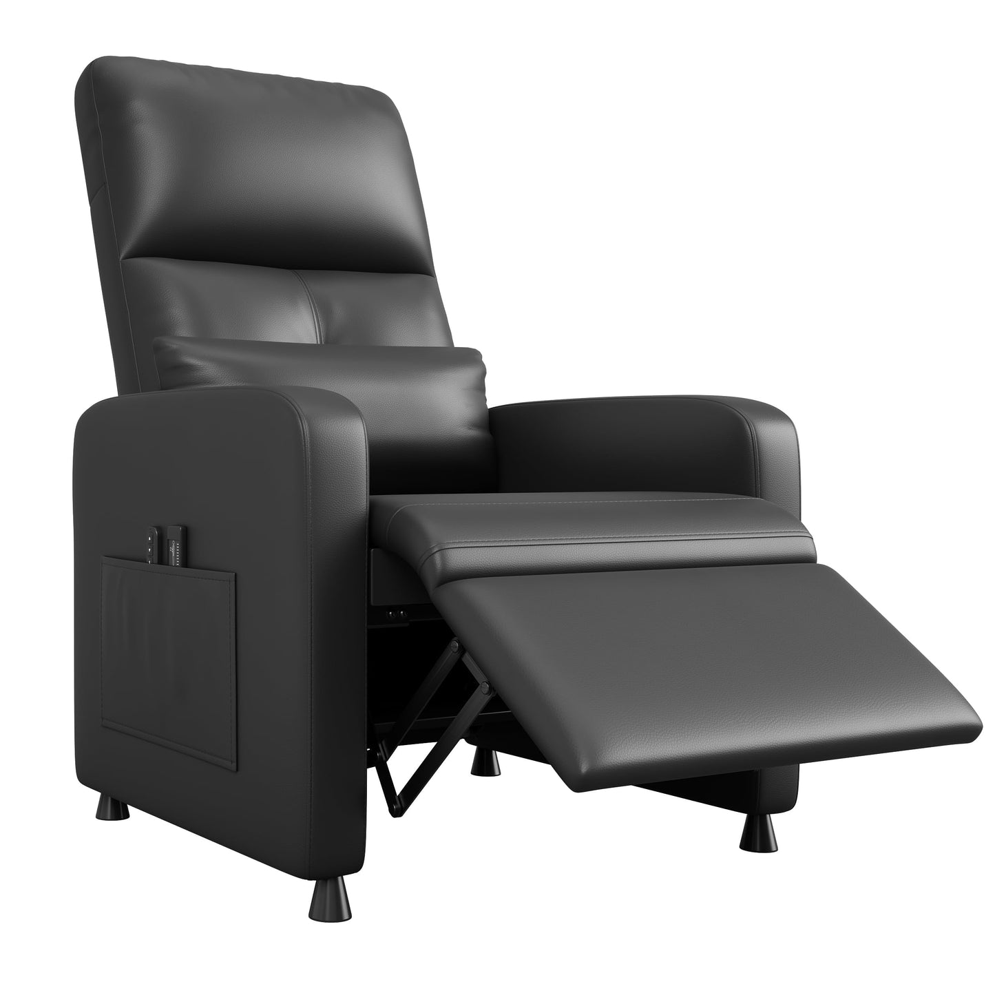 Ergonomic Power Recliner Chair with Heat & Massage, Electric Recliner, Tall Back, Overstuffed PU, Side Pockets, Heated Recliner for Living Room, Home Theater & Game Rooms