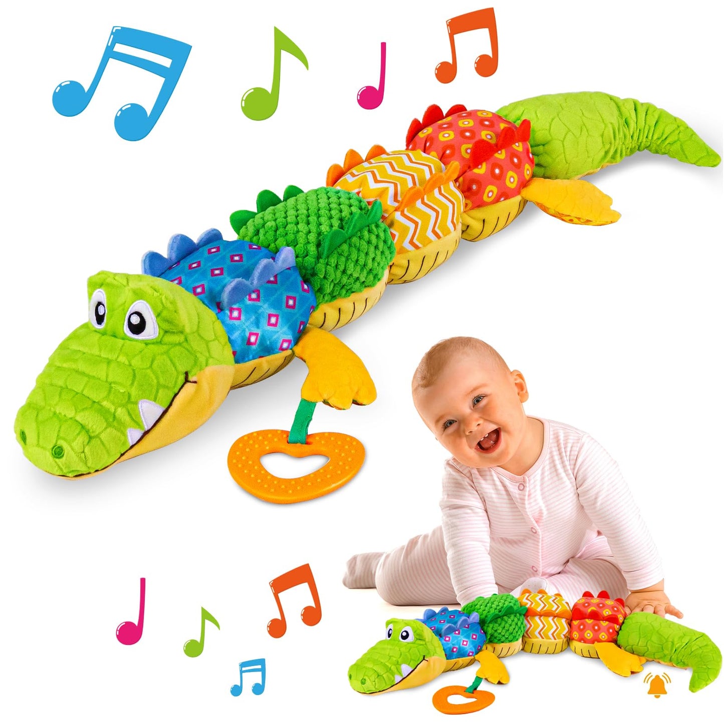 Sumobaby Infant Baby Musical Multi-Sensory Caterpillar, Stuffed Animal Activity Soft Toys, for Tummy Time Newborn 0-3-6-12 Months Girls, Purple