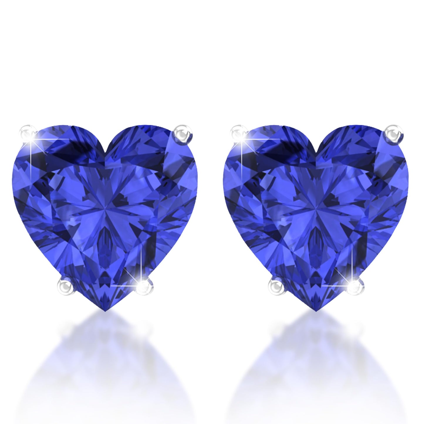 Belinda Jewelz - Heart Stud Earrings, 5mm Cubic Zirconia Heart Earrings with Prong Setting, 925 Sterling Silver Earrings Studs, Tanzanite Purple Stud Earrings for Women