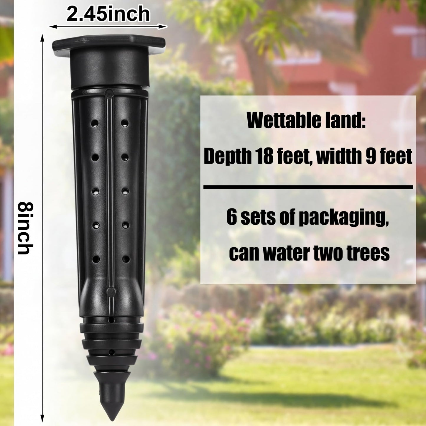 Briwooody 6 Pack 8 Inch Garden Watering Stake Large UV-Protected ABS Plastic Deep Root Irrigation Spike for Trees, Shrubs, Bushes, Shrubs, Flowers, Fruits, Vegetables, Potted Plants