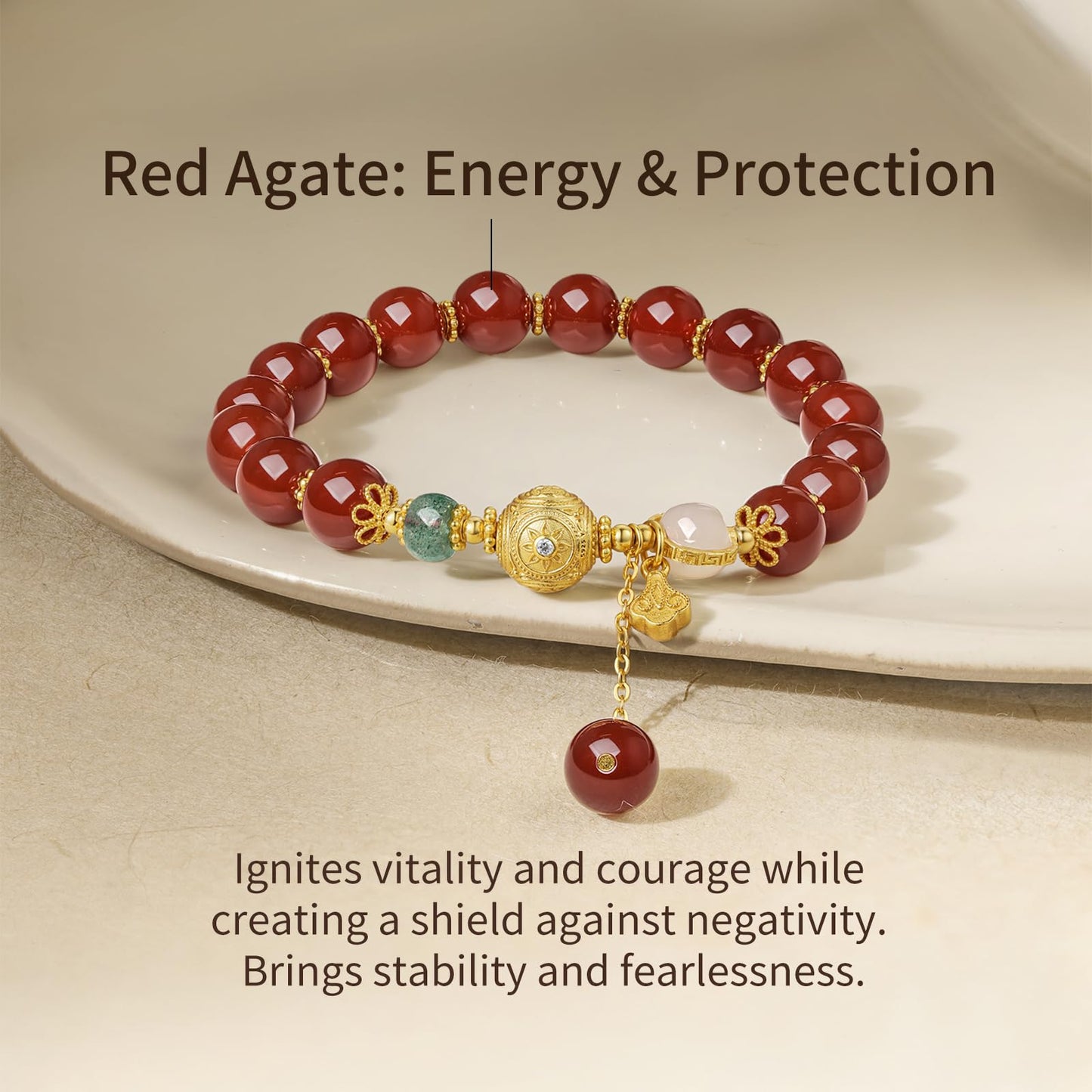 ZHOU LIU FU Sterling Silver Bracelets Silver Red Agate Elephant Pendant Beaded Stretch Bracelet Blessing Silver FengShui Ball Charm Jewelry for Women Her Anniversary Birthday 6.7"/17CM J1916278