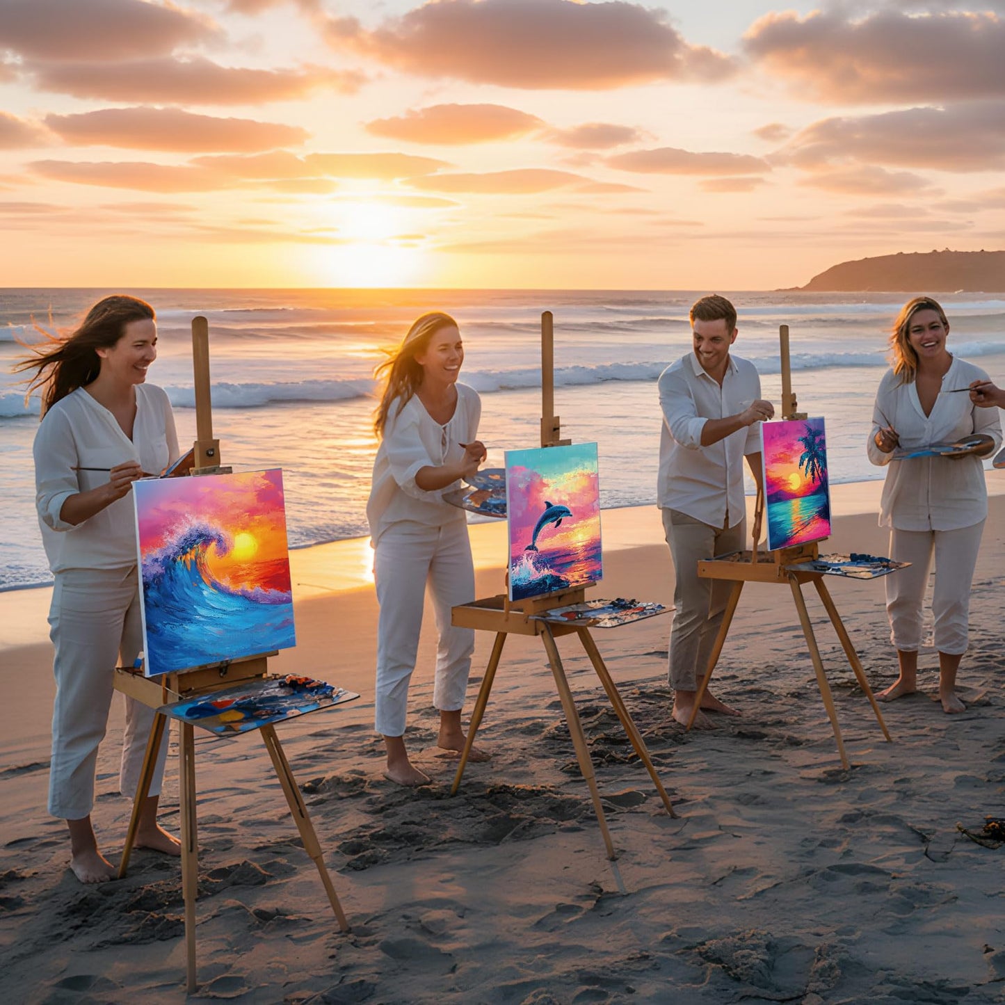 Sherr 12 Pcs Pre Drawn Canvas Pre Printed Canvas for Adults Sip and Paint Party Canvases Painting Kit for Summer Easter Mother's Day Party Favor(Beautiful Scenery,8 x 10 Inch)