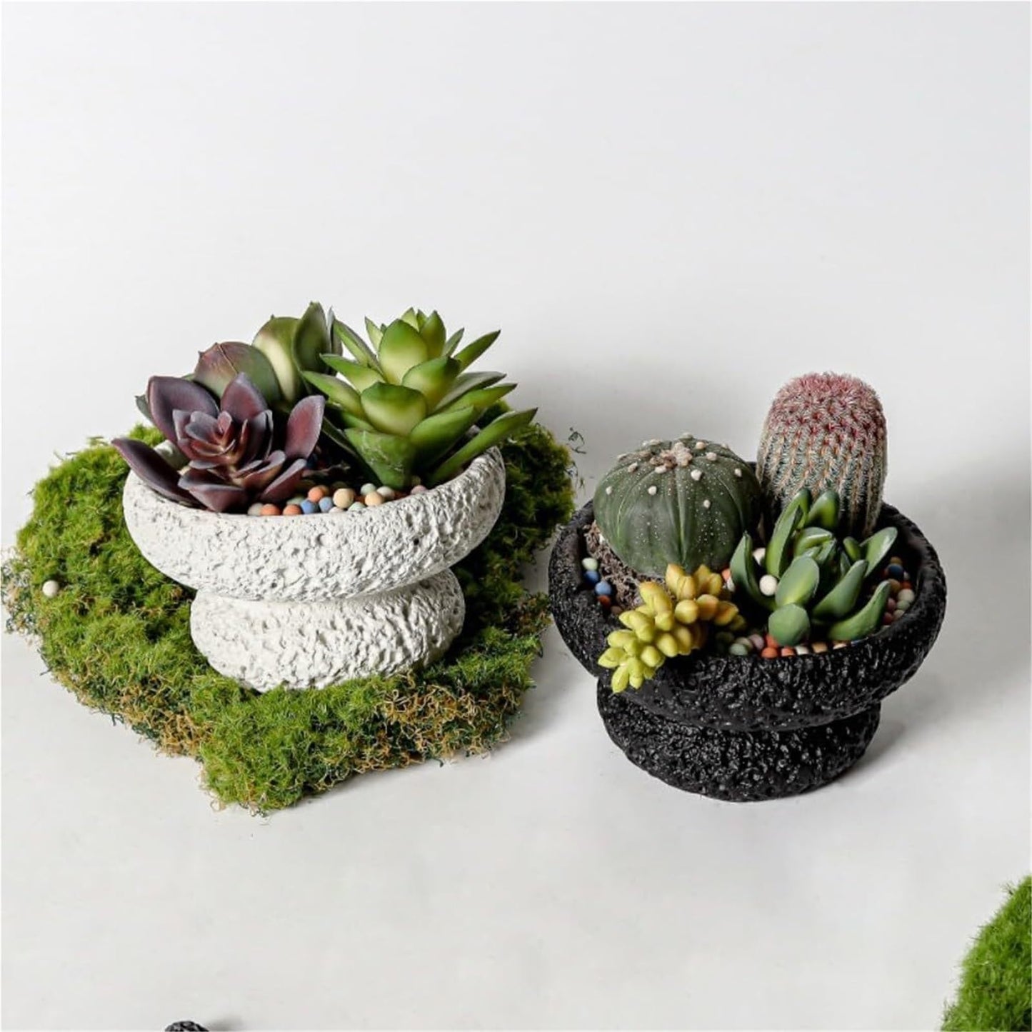 FXLTHIYBO Sleek Cement Creative Meteorite Pattern Flower Pot Planter Plants Flowers Bonsai Decoration for Indoor use(Purple,Large)