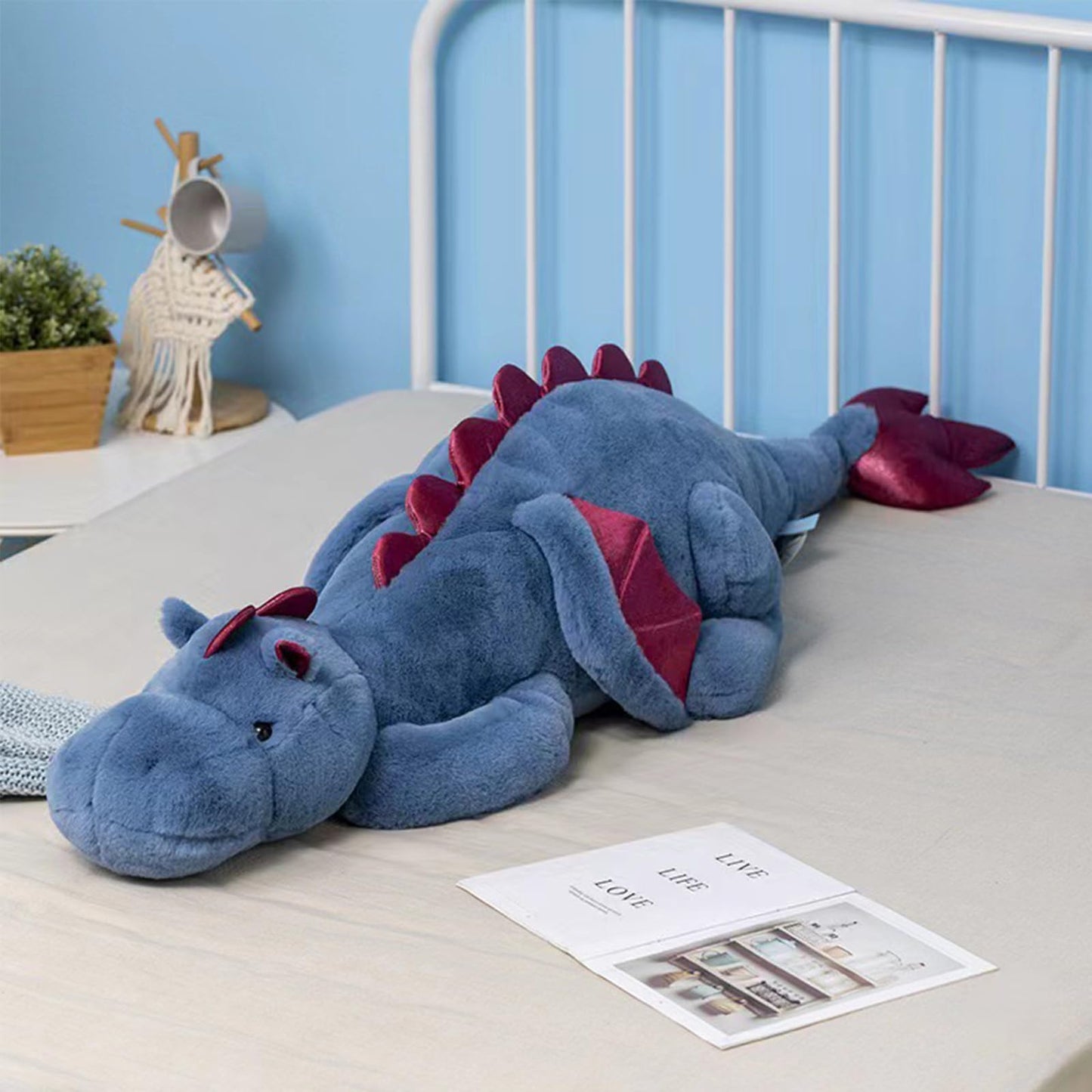 Dodhse Pterosaur Stuffed Animal with Wings - Cute Soft Dinosaurs Plush Toys Little Flying Dragon Plushies Pillow Doll Christmas Birthday Gifts for Kids Boys Girls (Blue,43.3inch/110cm)