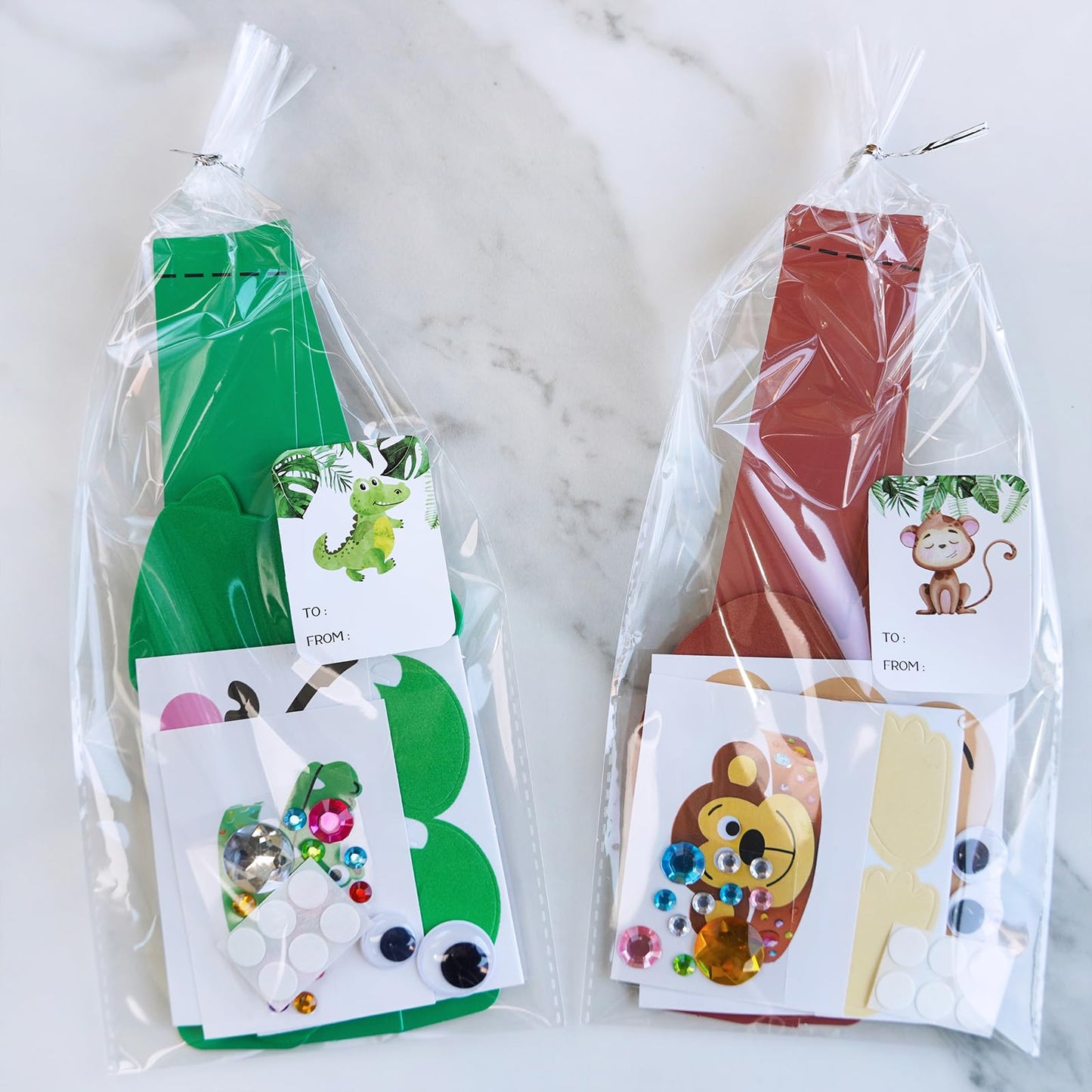 Winlyn 24 Sets Jungle Animal Headbands Craft Kits Safari Crown Art Sets DIY Zoo Party Headbands Foam Stickers Arts and Crafts for Kids Jungle Safari Birthday Activities Party Favors Decorations