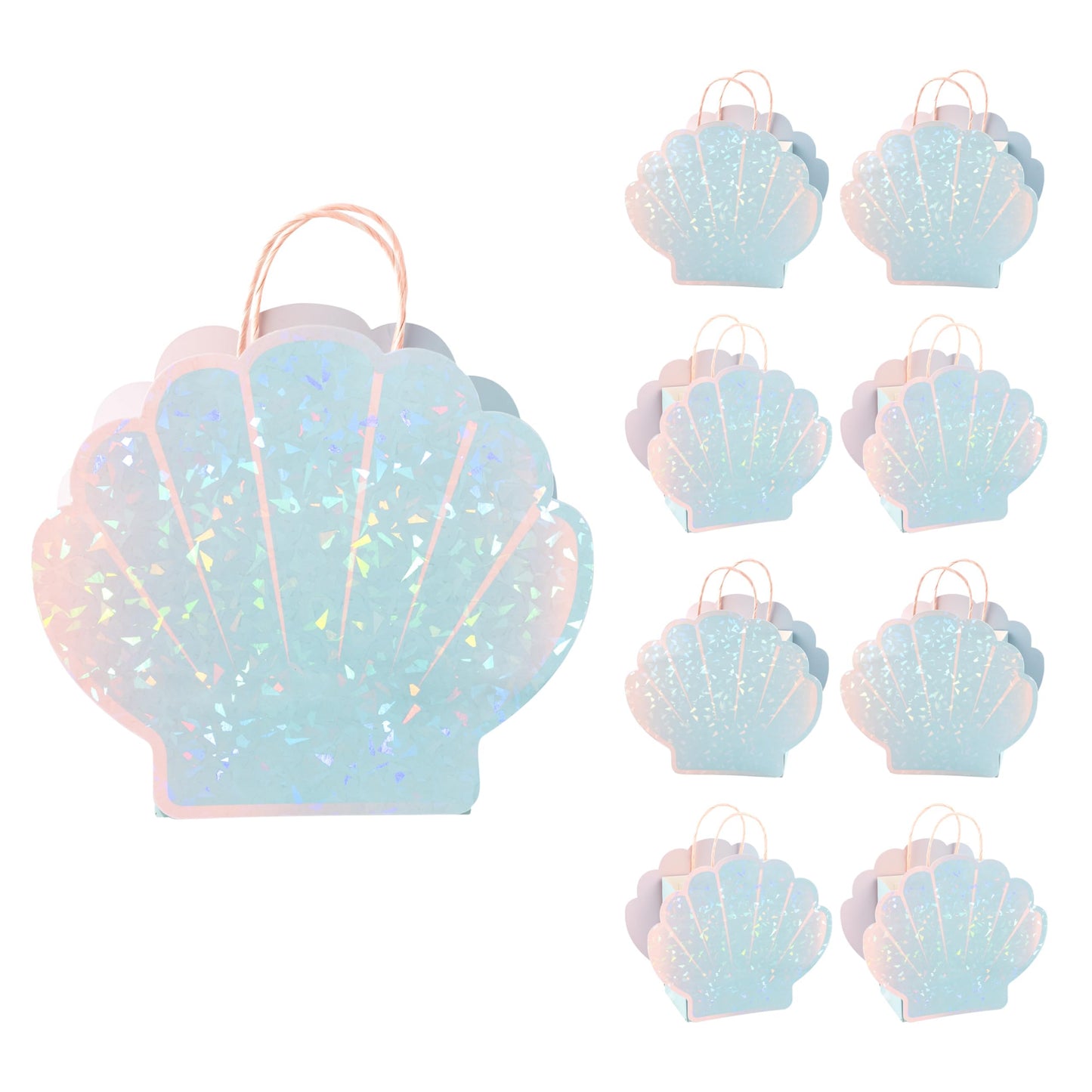Cheerland Mermaid Party Decorations Mermaid Party Favor Bags Seashell Goodie Bags for Under the Sea Birthday Decorations Shell Aquatic Nautical Theme Summer Ocean Beach Picnic Treat Gift Supply 8 Pcs