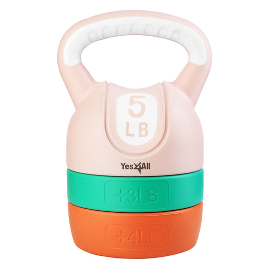 Yes4All Adjustable Kettlebell Weights Set for Women Strength Training, Kettlebells Workout Equipment for Home Gym 12lbs - Pastel