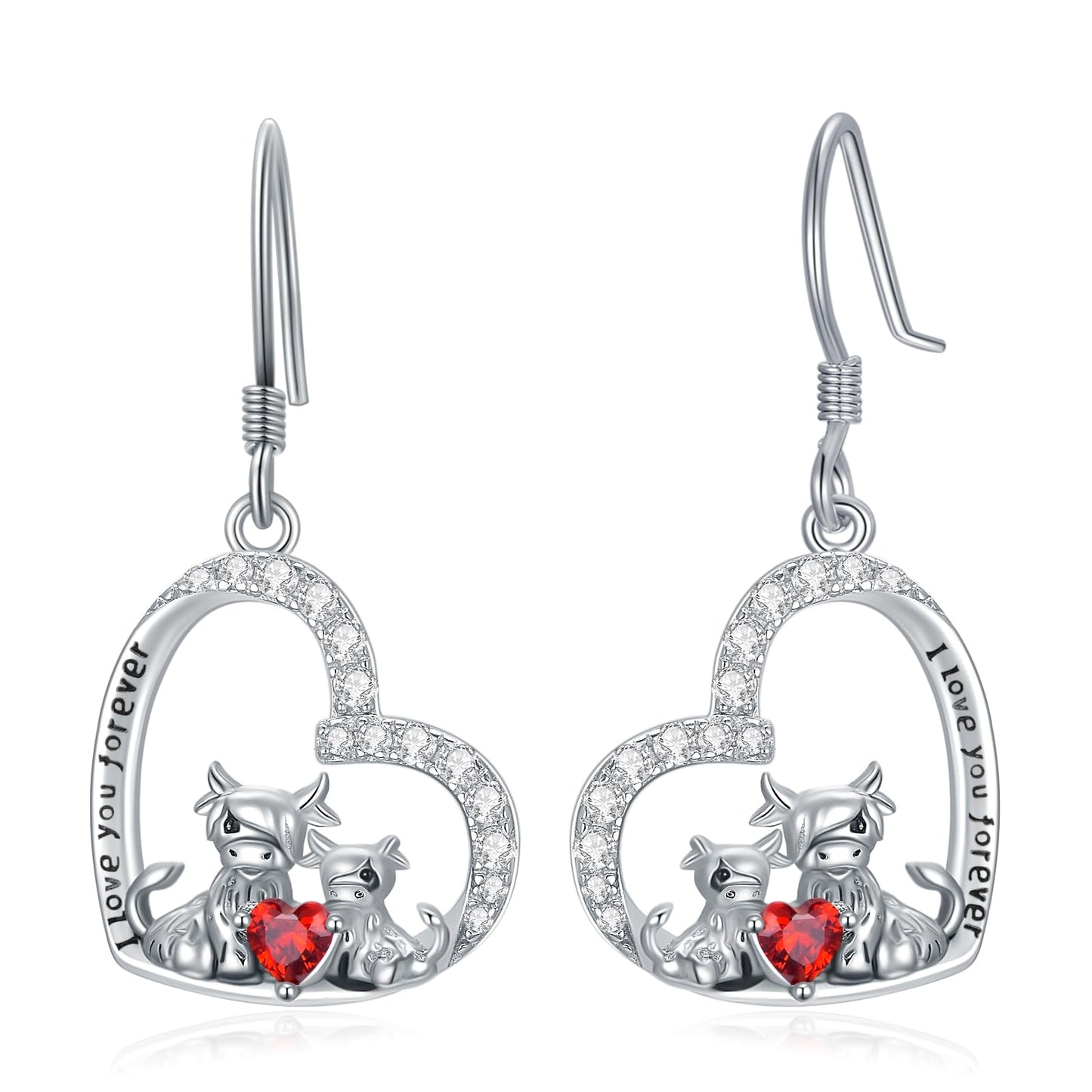 PROESS Highland Cow Earrings for Women Sterling Silver Mother Daughter Cow Earrings Scottish Cows Jewelry Christmas Gift