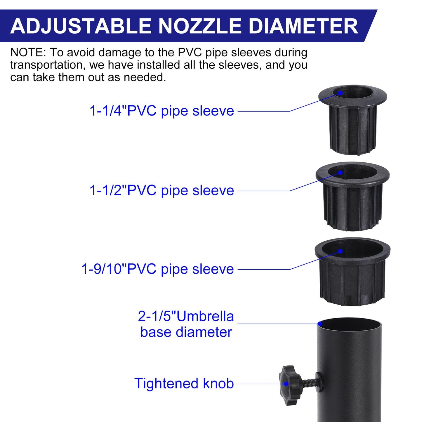 PATIKIL Patio Umbrella Base Stand 2.16" Diameter Umbrella Stand Tube Bracket Deck Mount Umbrella Holder for Outside Garden Backyard Balcony