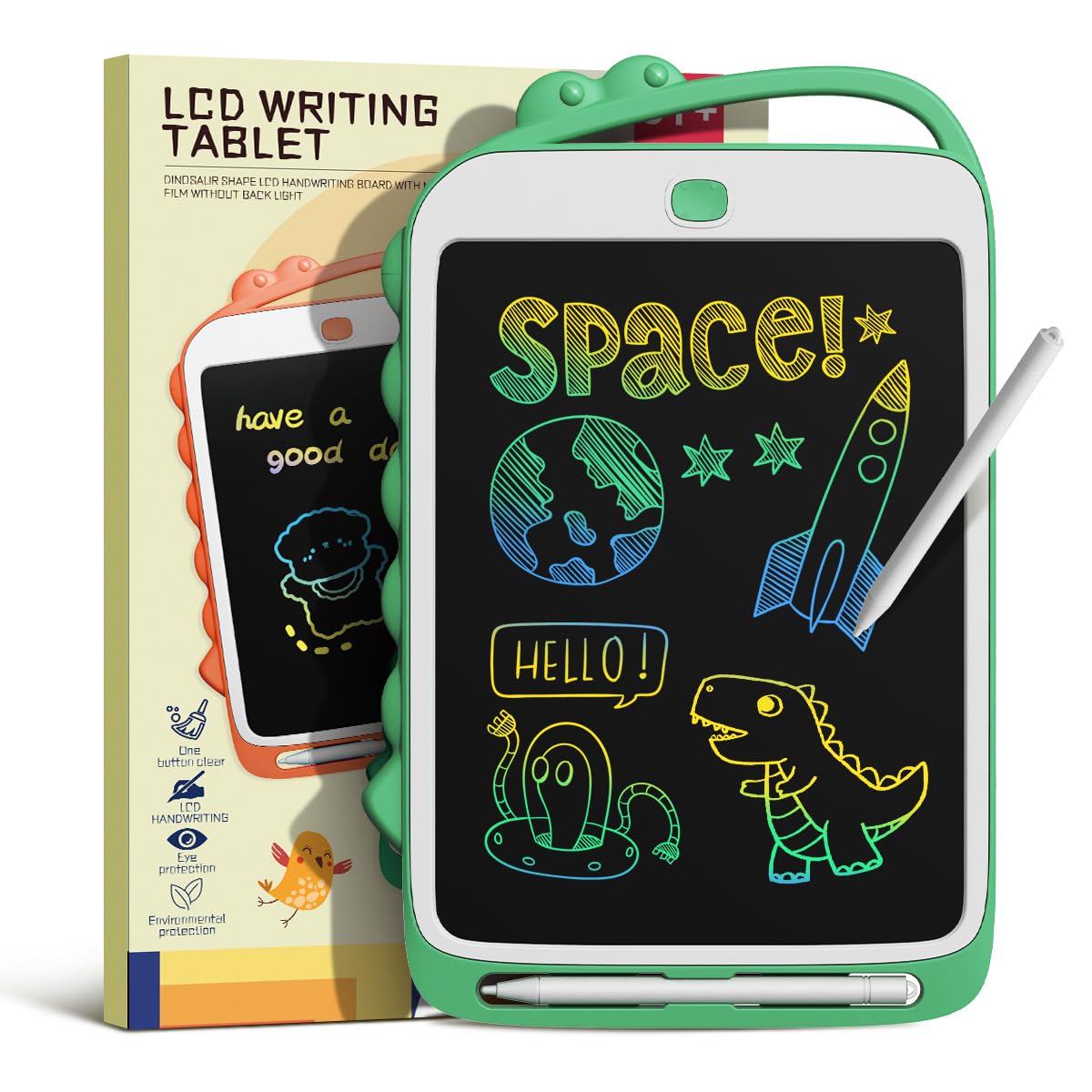 DPEDUAI LCD Writing Tablet for Kids, 10.5 Inch Colorful Doodle Board Drawing Pad, Erasable Reusable Educational Toddler Toys for 3 4 5 6 Year Old Boys Girls, Travel Essentials Birthday Gifts (Green)
