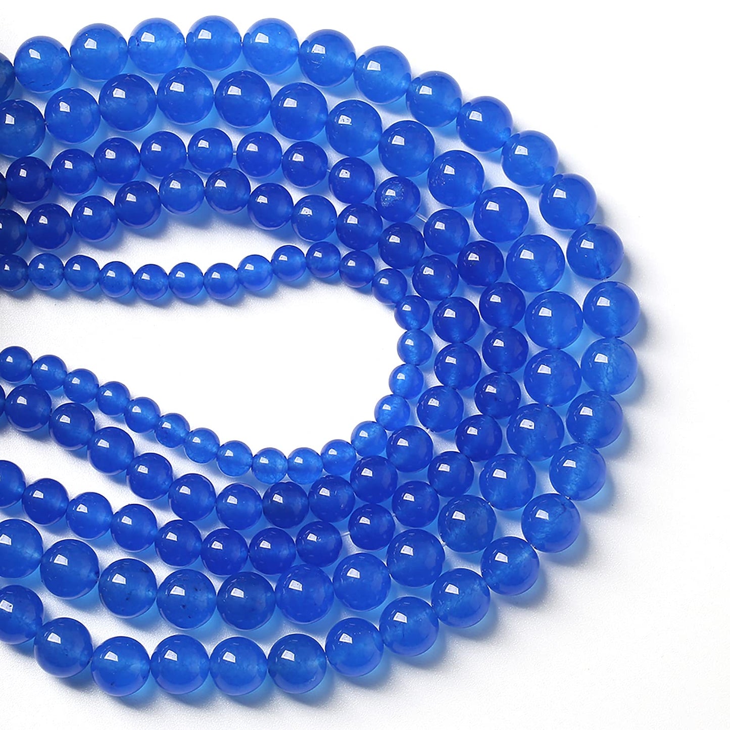 60pcs 6mm Natural Blue Jades Chalcedony Stone Beads Round Loose Spacer Beads for Jewelry Making DIY Bracelets Crystal Energy Healing Power Stone (6mm, Blue Chalcedony)