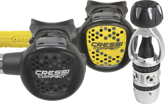 Cressi AC2 / Compact + Octopus Compact Complete Regulator Set, Black/Yellow, INT