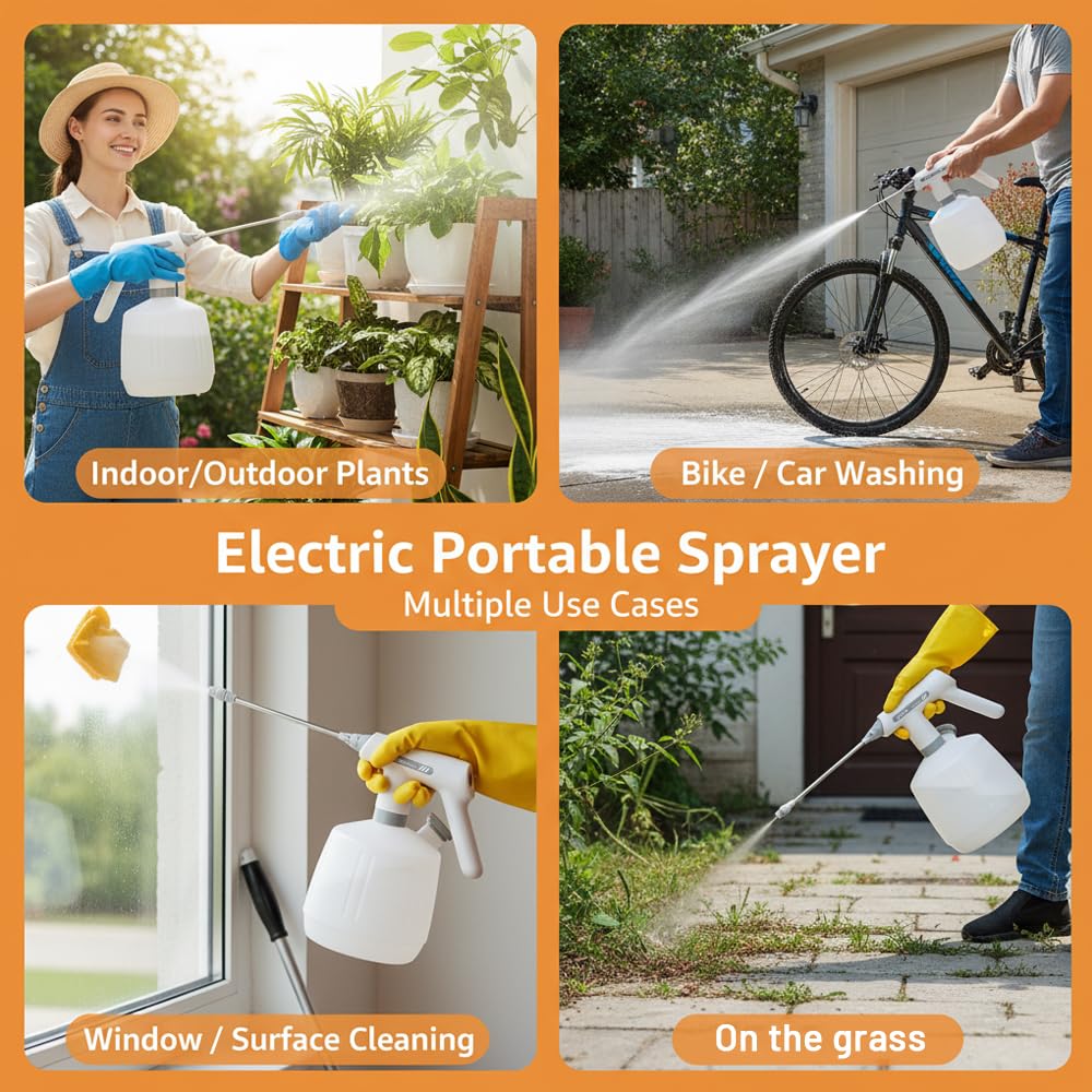 Electric Plant Mister Sprayer, Large Capacity Rechargeable for Indoor & Garden, Battery Powered with Adjustable Nozzle & Fine Mist Spray