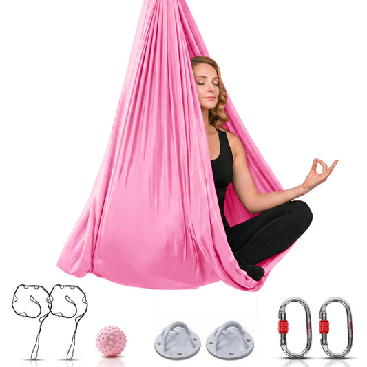 LOTUS78 Aerial Yoga Hammock 5.5 Yards (198 Inches) – Premium Aerial Silk Swing for Antigravity Fitness, Inversion Therapy, Strength & Flexibility | Pink | Yoga Trapeze for Home & Studio