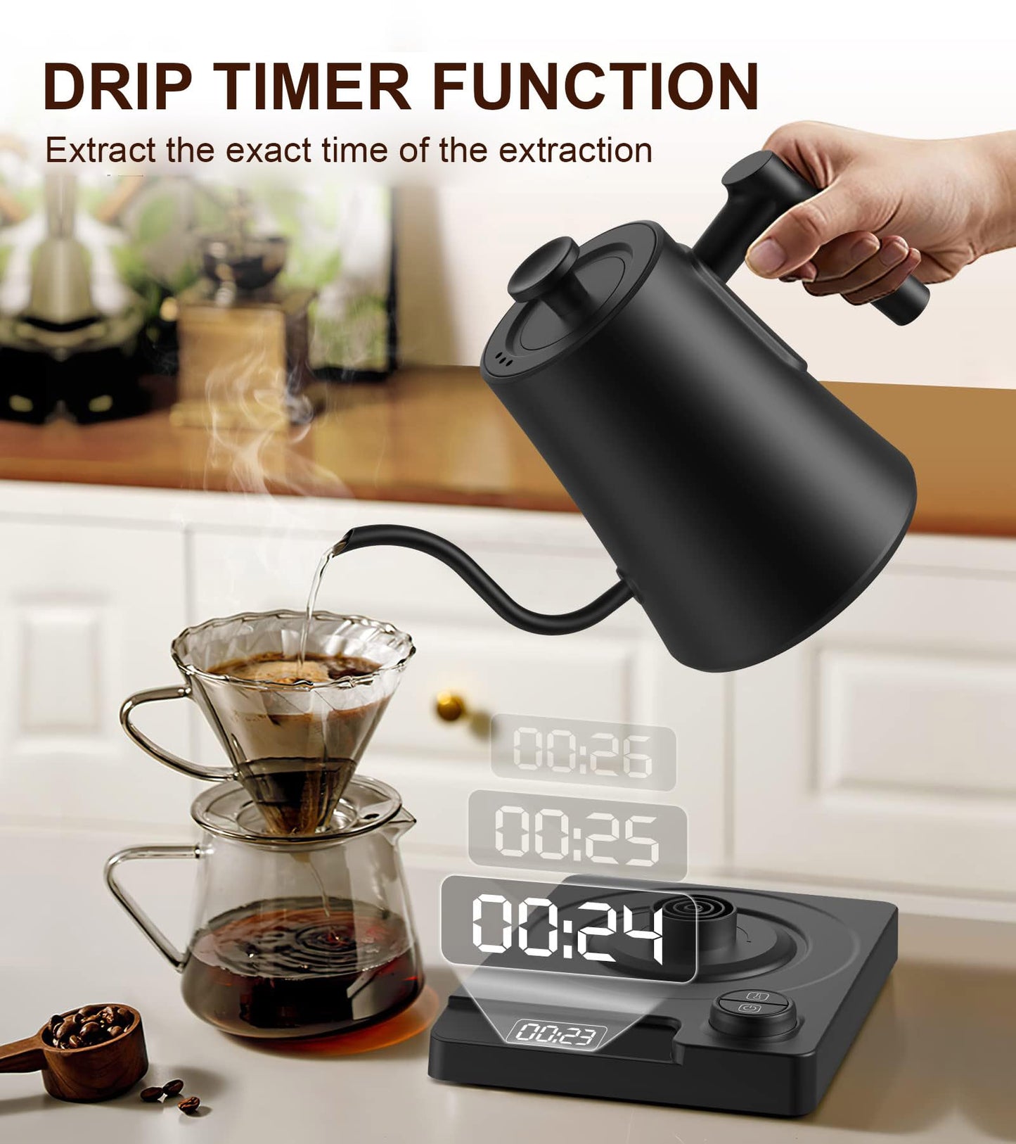CHEFESS 1.0L Electric Gooseneck Kettle, ±1℉ Temperature Control & Keep warm, for Pour Over Coffee and Tea, 304 Stainless Steel Inner and lid, Quick Heating Electric Kettles for Boiling Water