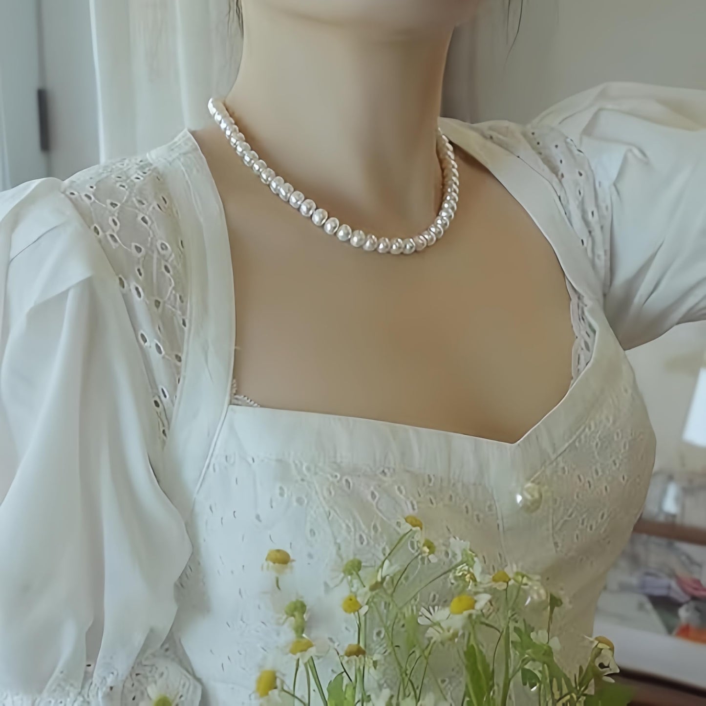 GACEMIU 8mm 9/36/45/108/135 Pcs Glass pearl Necklace Jewelry Necklace Jewelry Set for Women (36, Shell White)