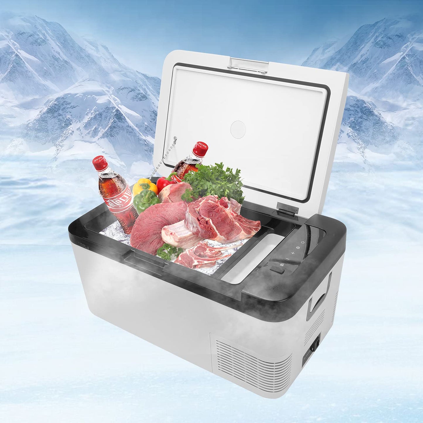 I1MOTOR Portable Car Refrigerator Freezer 12/24V DC and 110-240V AC (-4°F~68°F) 18L /19 Quart Mini Fridge Cooler for RV Van Vehicle Boat Traveling Outdoor Picnic BBQ Camping Fishing