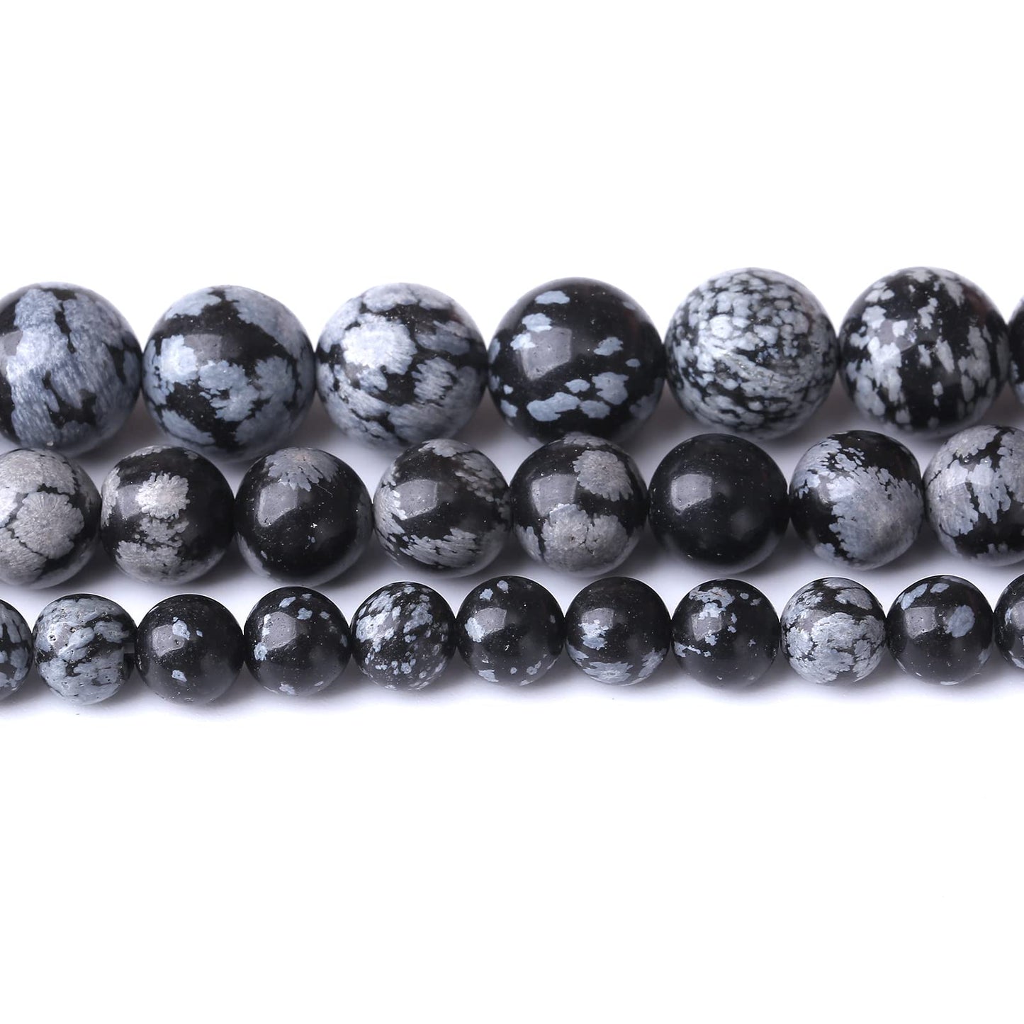 36PCS 10MM Natural Snowflake Obsidian Stone Beads Energy Healing Beads for DIY Jewelry Bracelet Necklace Making for Jewelry Making15Inch
