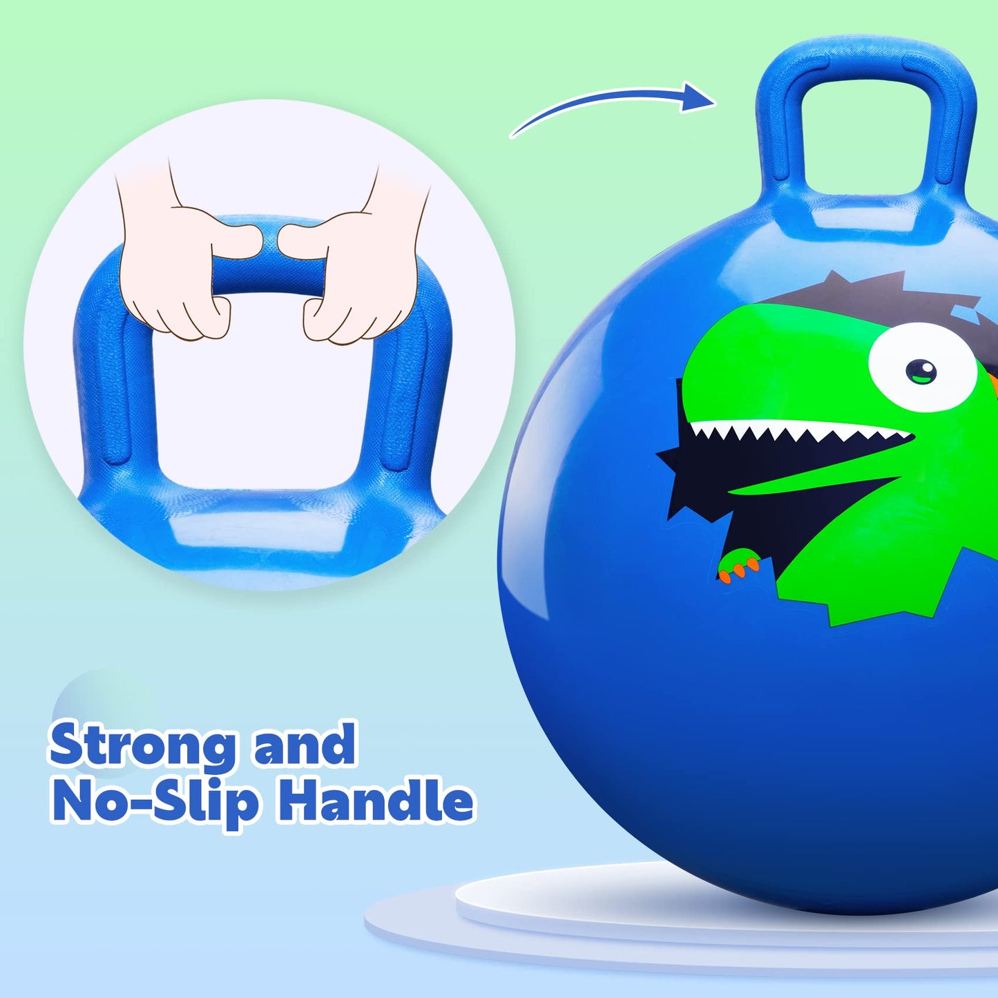 PlayZap Hopper Balls for Kids 3-8, 18 Inches Bouncy Ball with Handle, 18" Inflatable Bouncing Hopper, 45cm Jumping Toys, Garden Hopping Toys Girls Boys Gifts