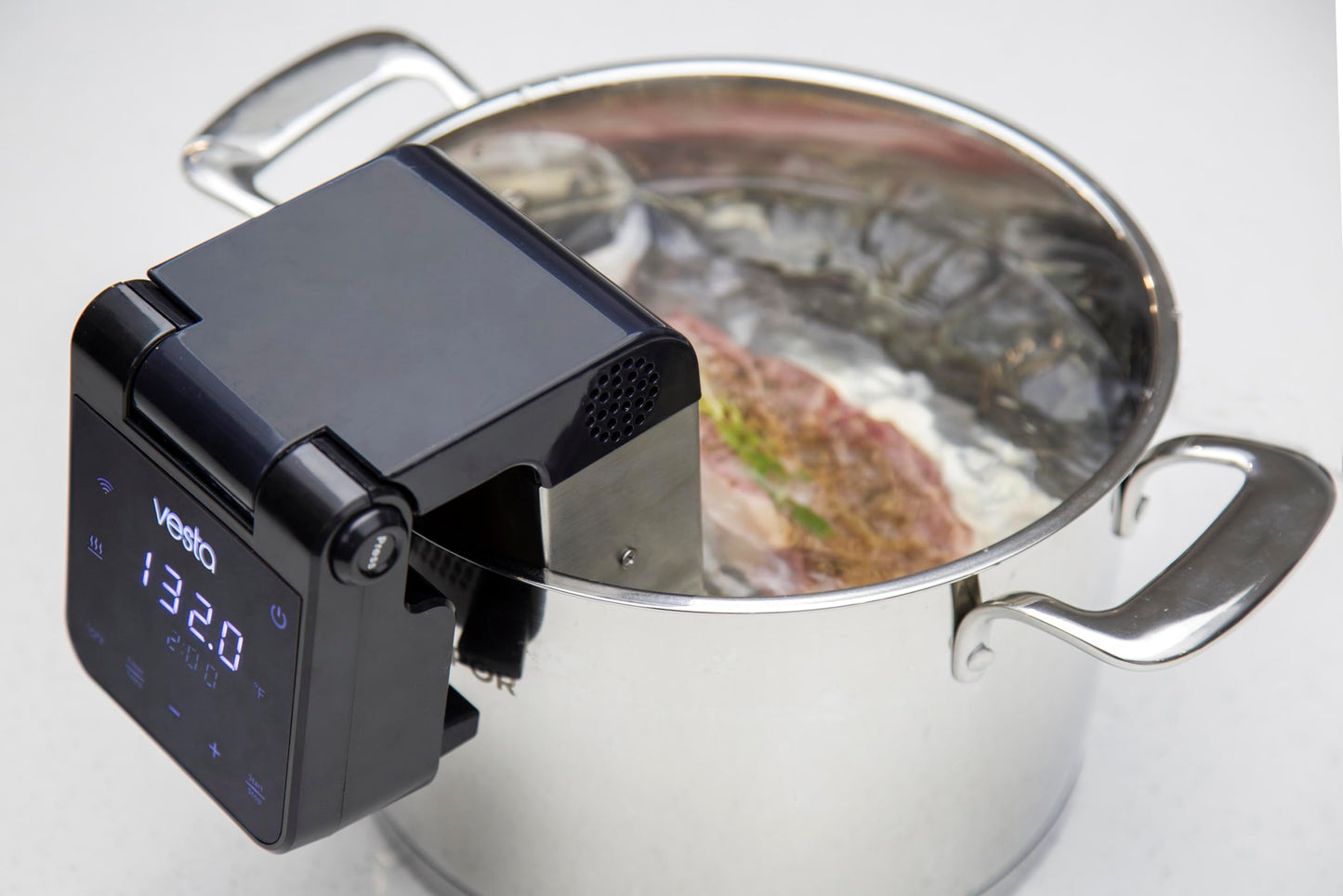 Vesta Precision Sous Vide Cooker, 30L Capacity, WiFi App Control and Large Display Screen,Foldable Design, IPX7 Waterproof, High Performance Immersion Circulator for Home & Professional Kitchen