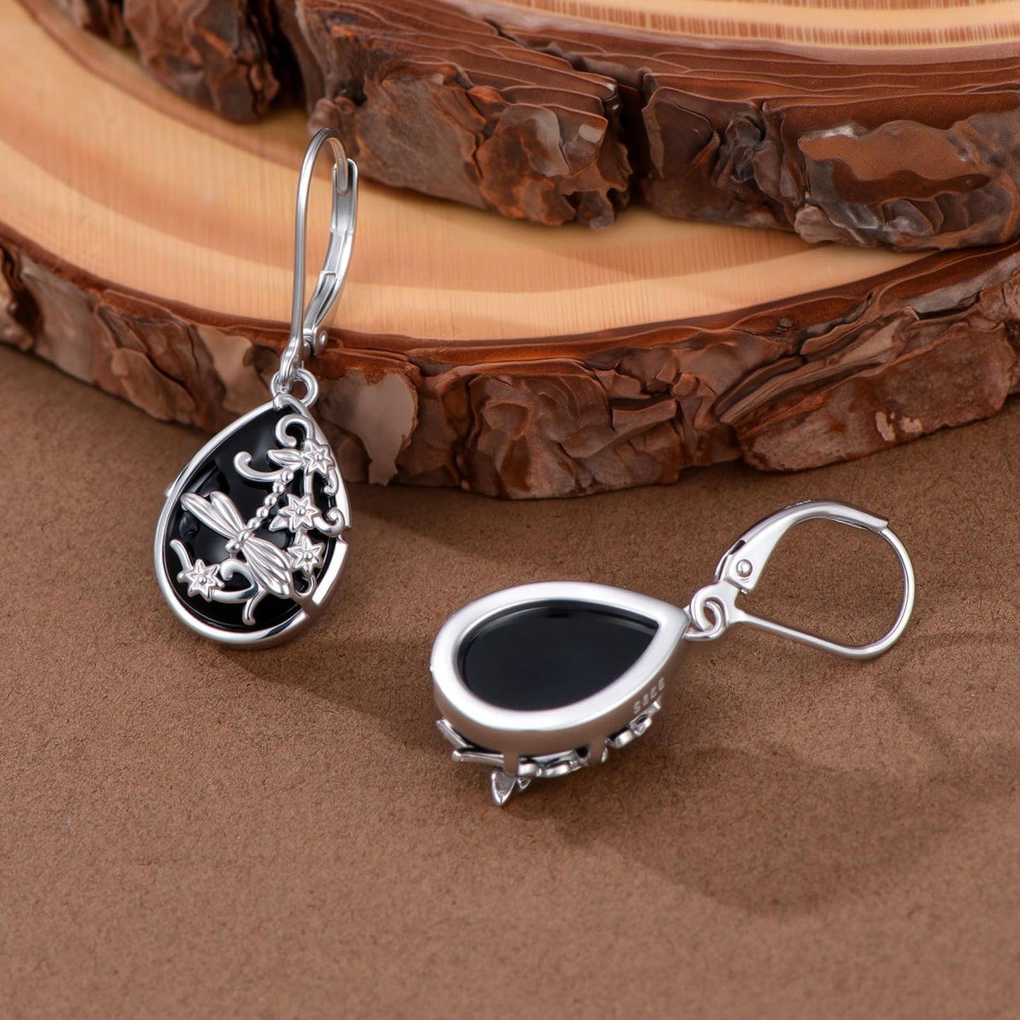 Dragonfly Filigree Earrings Black Onyx Earrings for Women 925 Sterling Silver Dragonfly Filigree Gift Black Onyx Dangle Drop Jewelry Mothers Day Gifts for Mom Girlfriend Wife