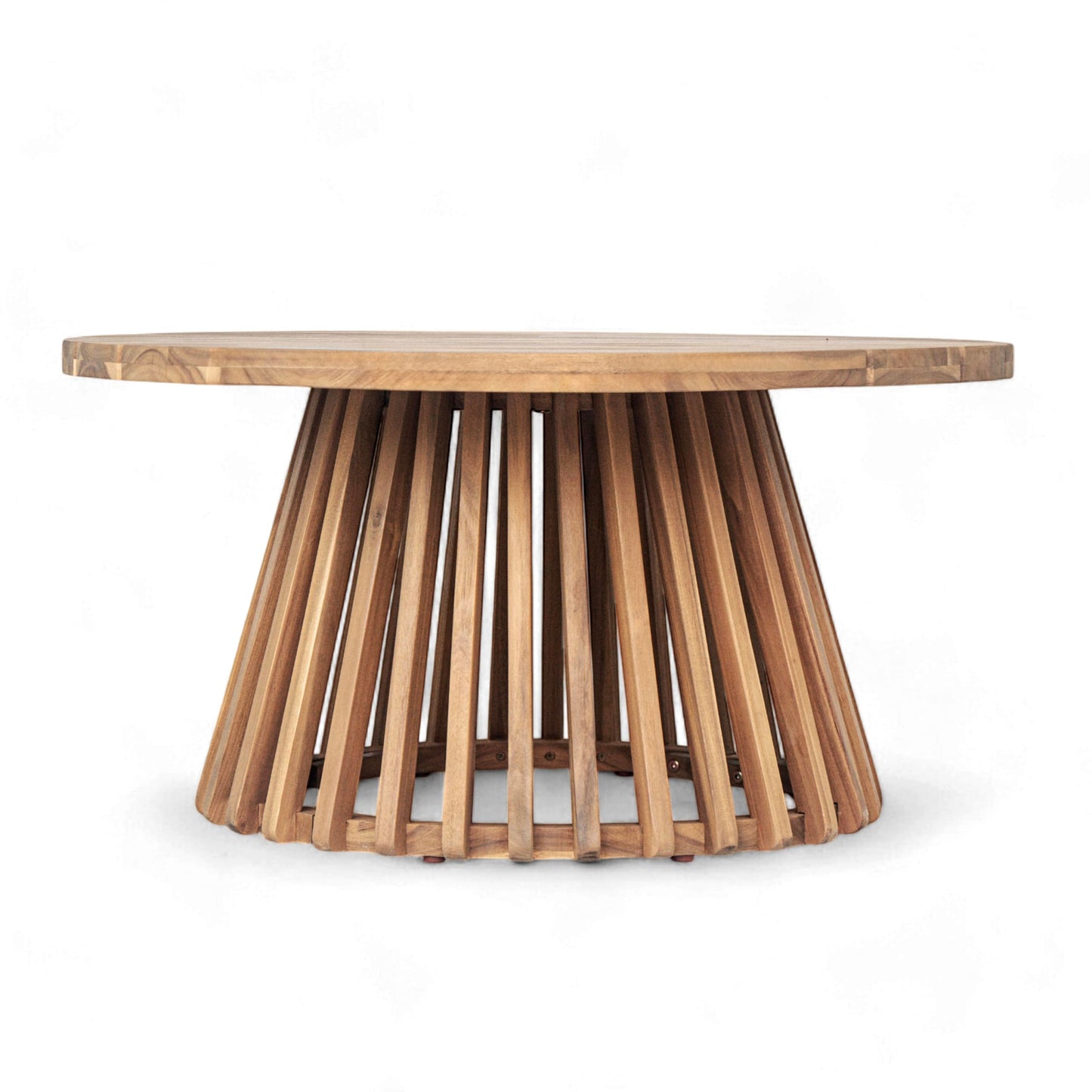 Christopher Knight Home Hakee Acacia Wood Patio Coffee Table, Round Coffee Table with Unique Wooden Base, Stylish Indoor/Outdoor Table, Easy Assembly, 31.5" x 31.5" x 16", Light Teak