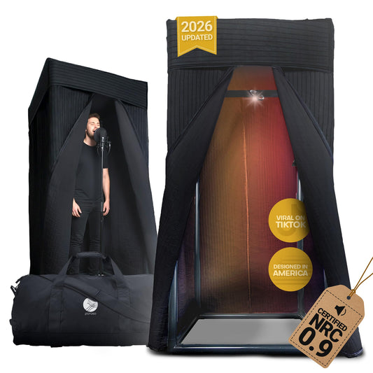 Portable Vocal Booth for Recording, Portable Recording Booth for Home Studio, Acoustic Treatment to Reduce Echo, Sound Isolation Booth, 5-Min Assembly w/Travel Bag, Lights, Phone Holder (2026 Update)