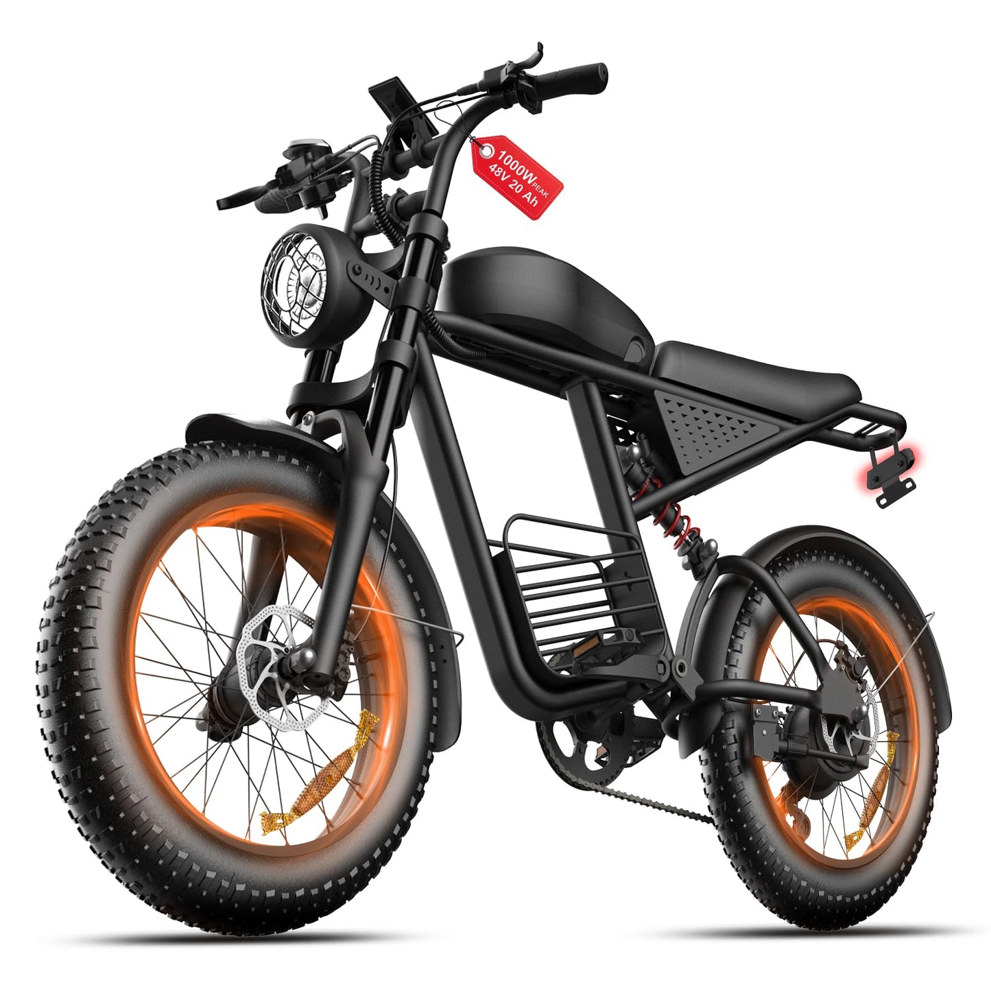 YUCHETX 20" Electric Bike for Adults with 1500W/3000W Peak Dual Motor,Max Speed 30MPH,Up to 50Miles,Moped ebikes with 15.6Ah Battery,Shipped from USA Warehouse